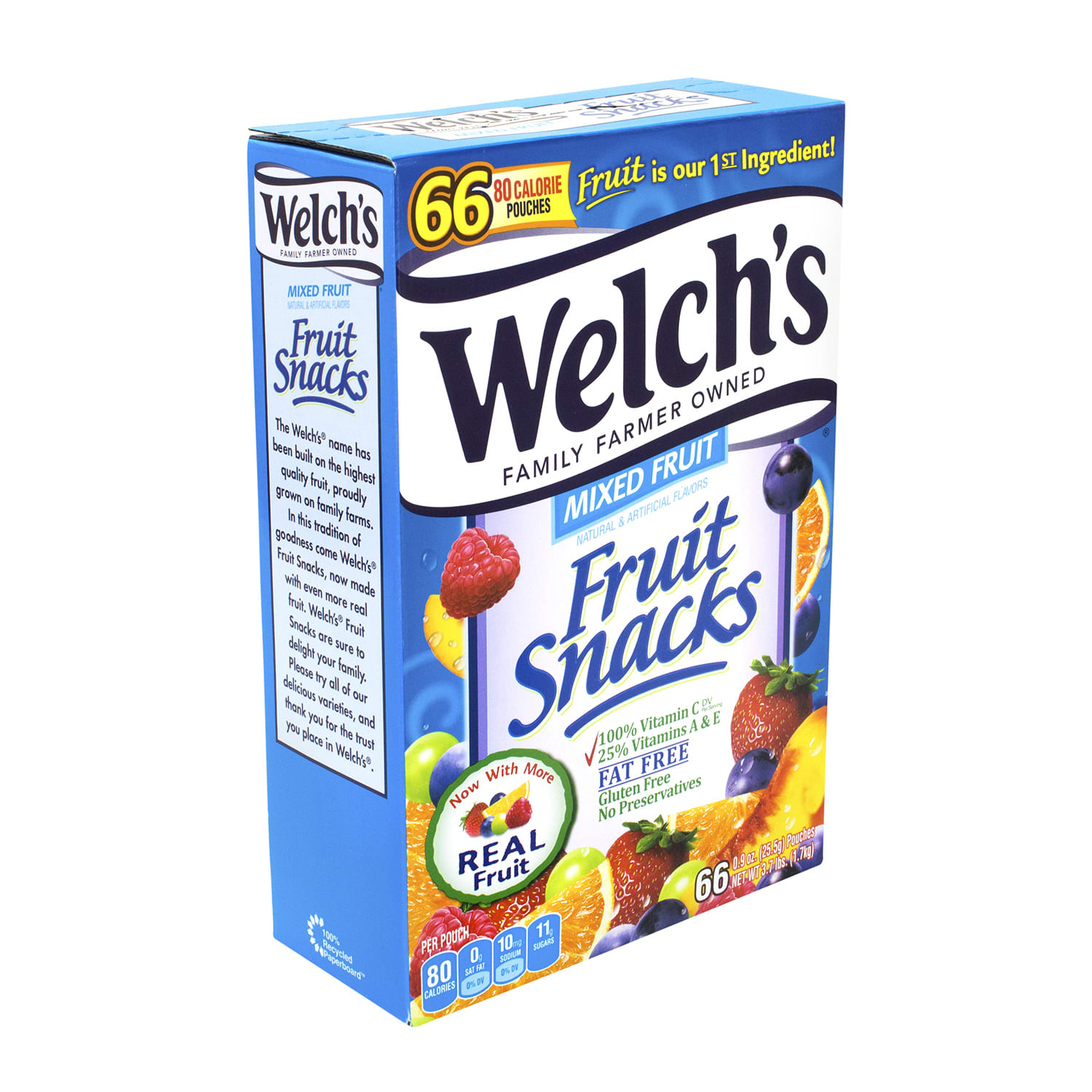 Welchs Mixed Fruit Snacks, 0.9 oz., Box Of 66 Pouches