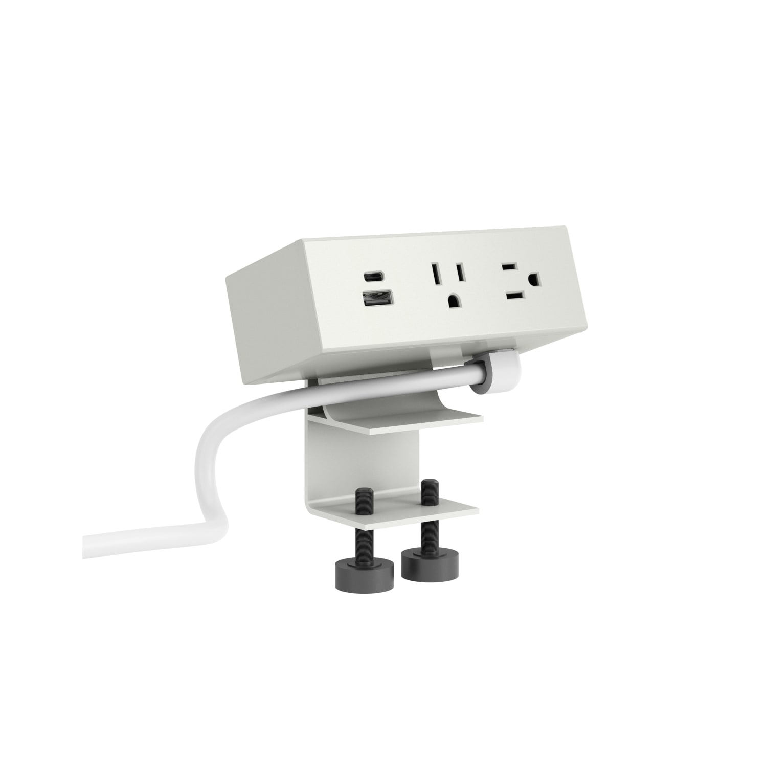 HON Dean 2-Outlet Power Module With Worksurface Clamp, 10', Snow