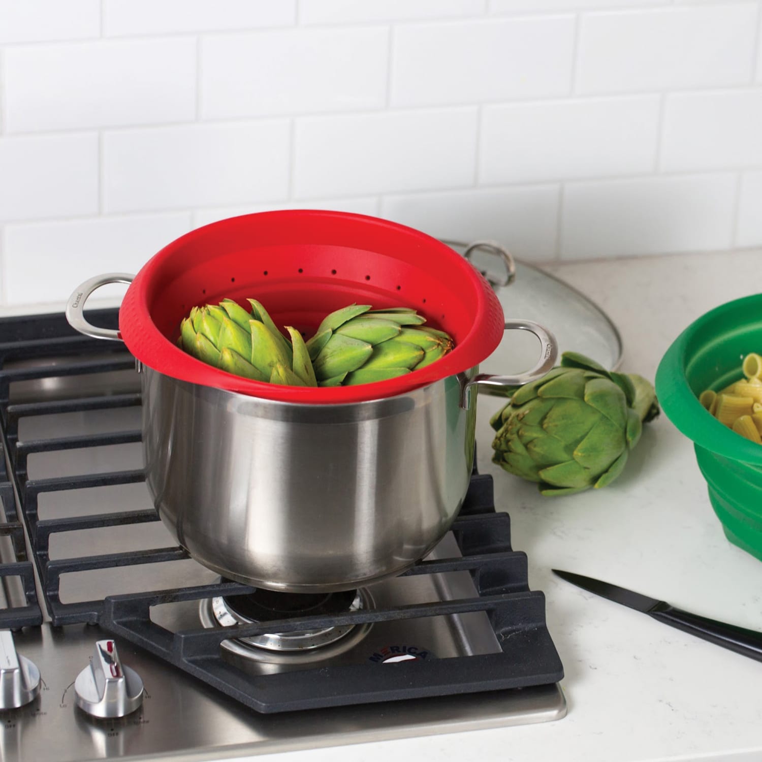Better Houseware 4-Quart Collapsible Silicone Colander, Red - Image 6