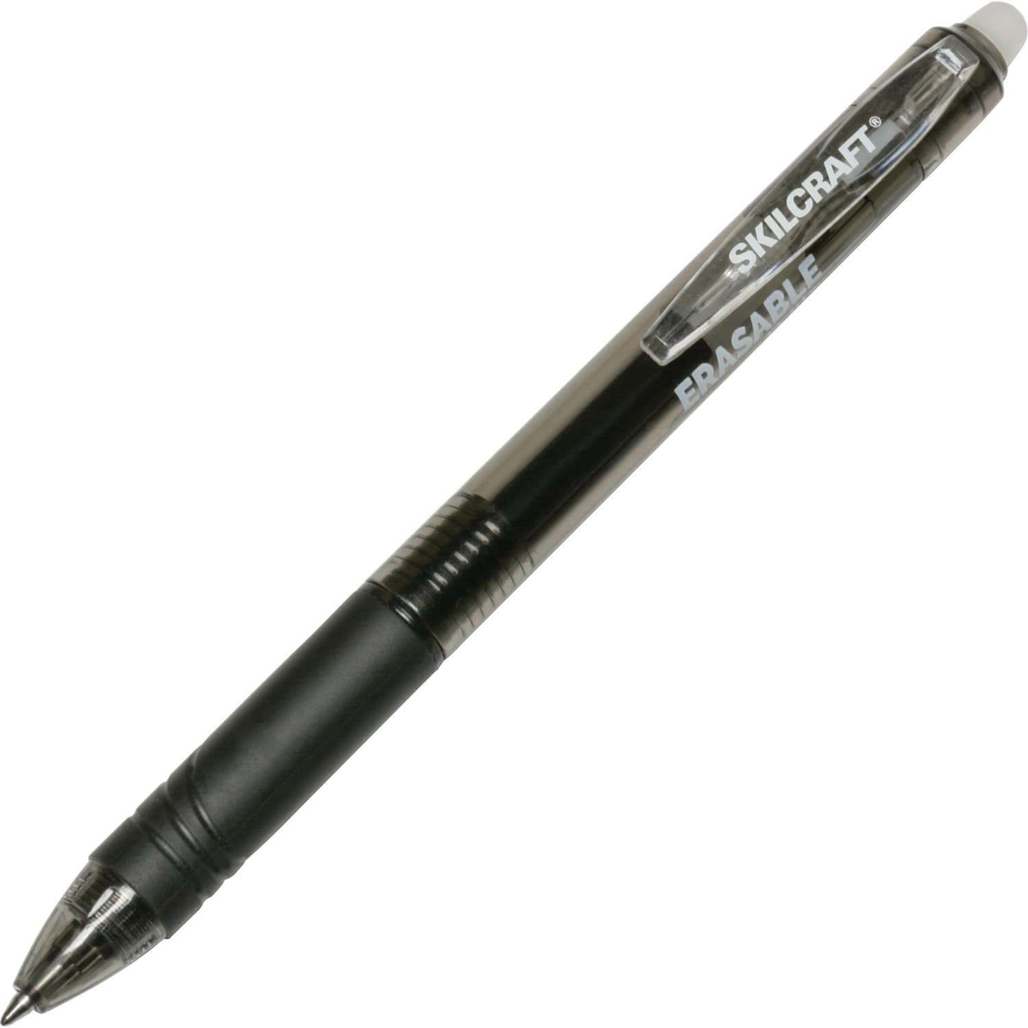 SKILCRAFT Eco-Bottle Retractable Gel Pens, 0.7 mm, Transparent Black Barrel, Black Ink, Pack Of 12 - Image 3