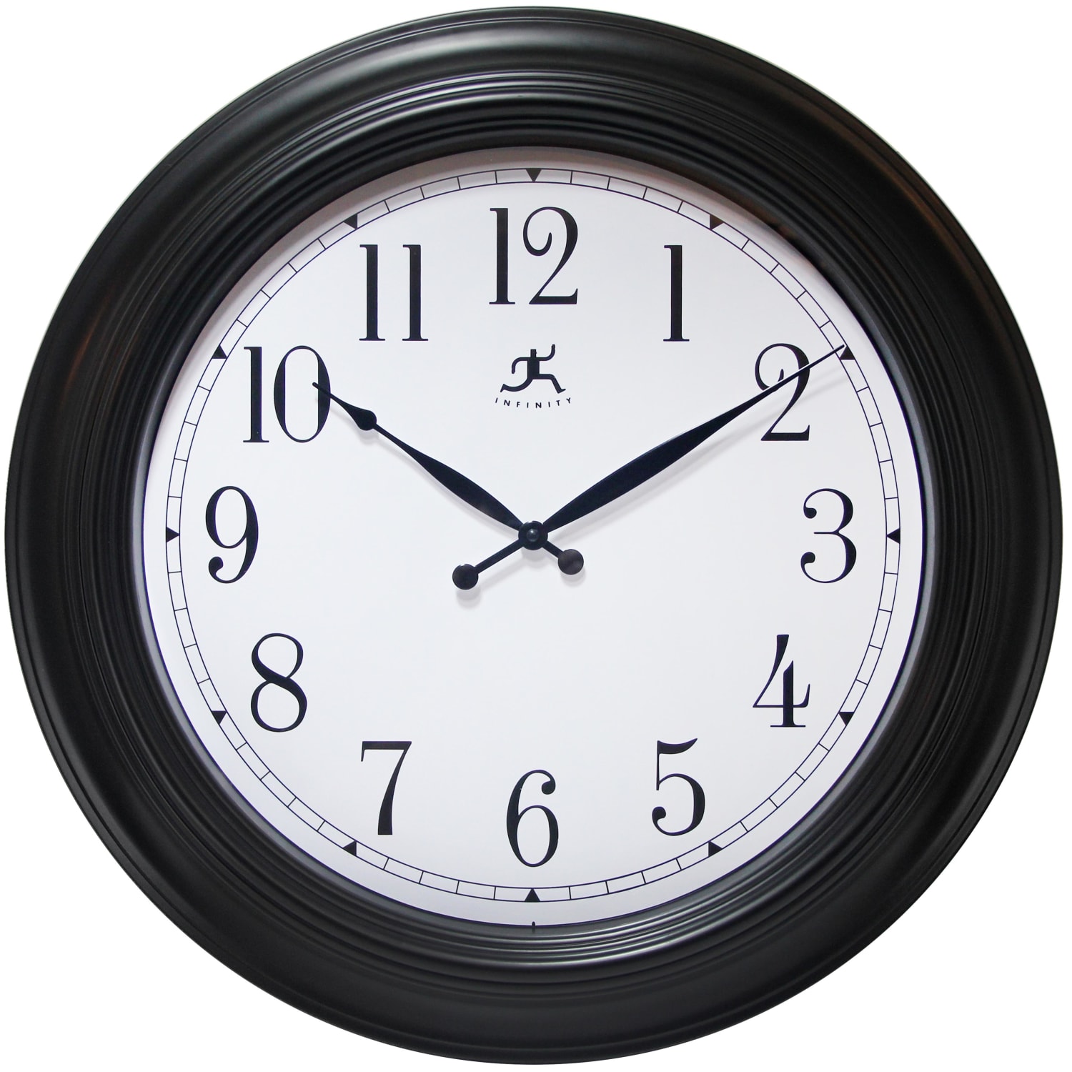 Infinity Instruments Classic Round Wall Clock, 24in, Black
