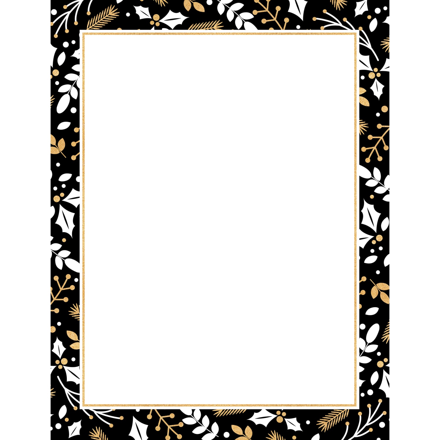 Great Papers! Holiday-Themed Letterhead Paper Stationery, 8-1/2in x 11in, Merry Gold And Black, Pack Of 80 Sheets