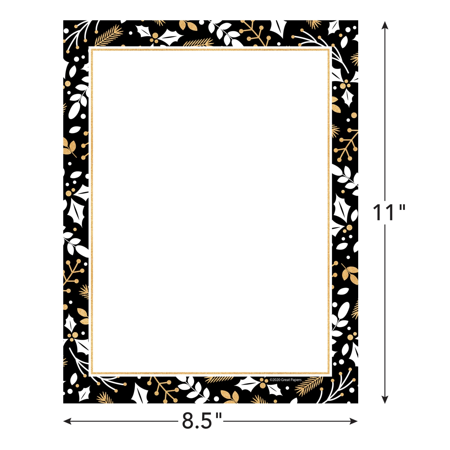 Great Papers! Holiday-Themed Letterhead Paper Stationery, 8-1/2in x 11in, Merry Gold And Black, Pack Of 80 Sheets - Image 3