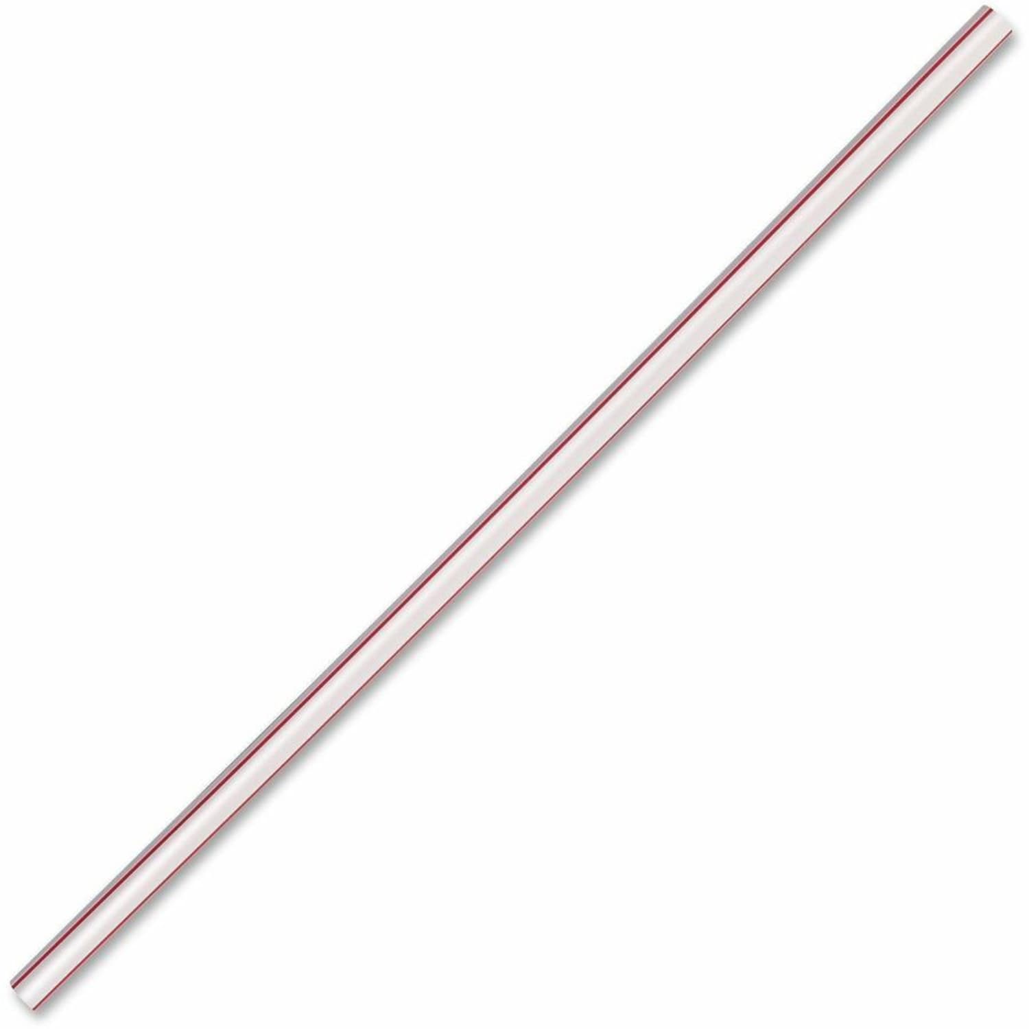 Genuine Joe Jumbo Striped Straws - 7.8in Length - Plastic - Red, White - 500/Box - 24 / Carton - Image 4