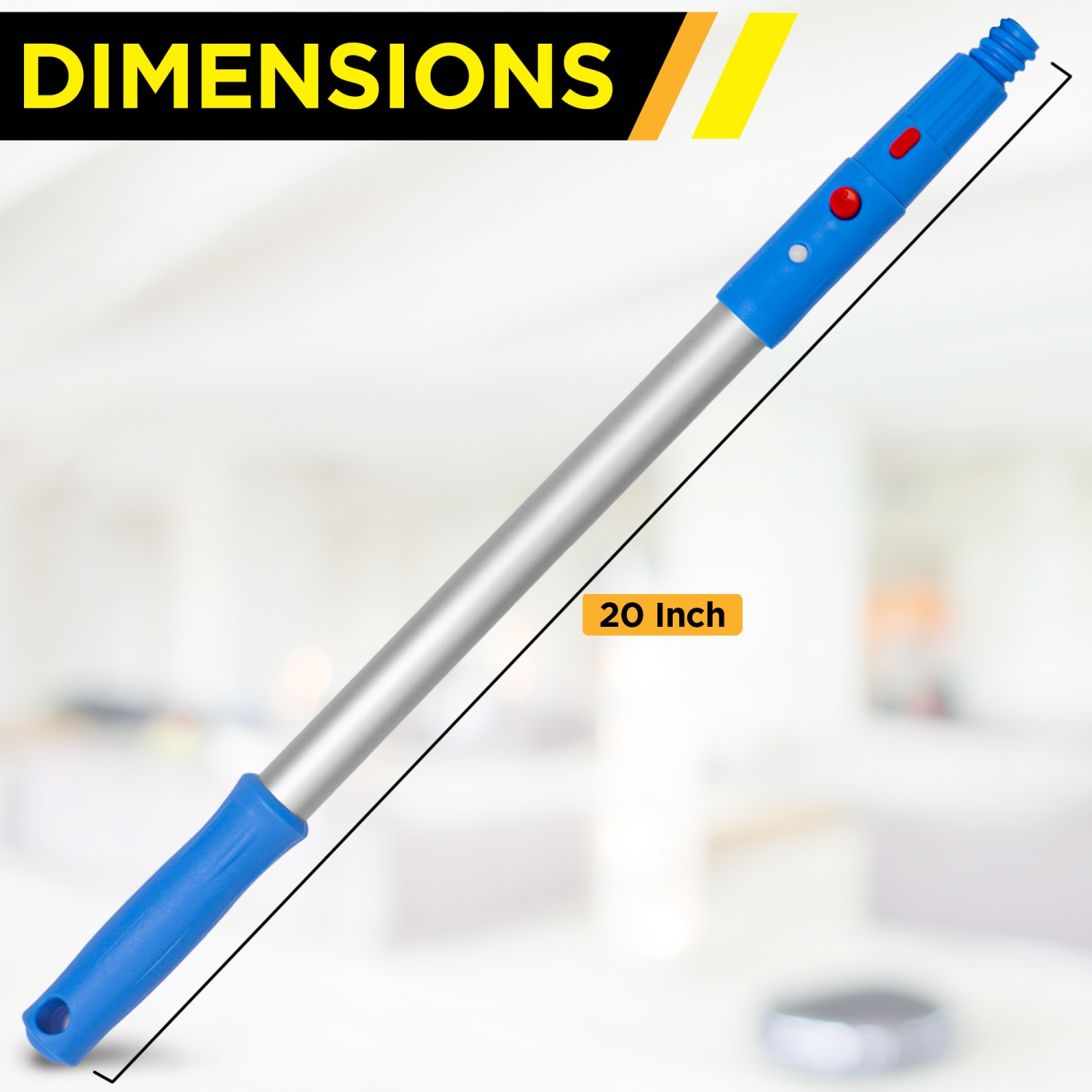 Gritt Commercial Aluminum Pole With Click/Lock Adapter Cone, 20in, Blue/Silver, Pack Of 3 Poles - Image 4