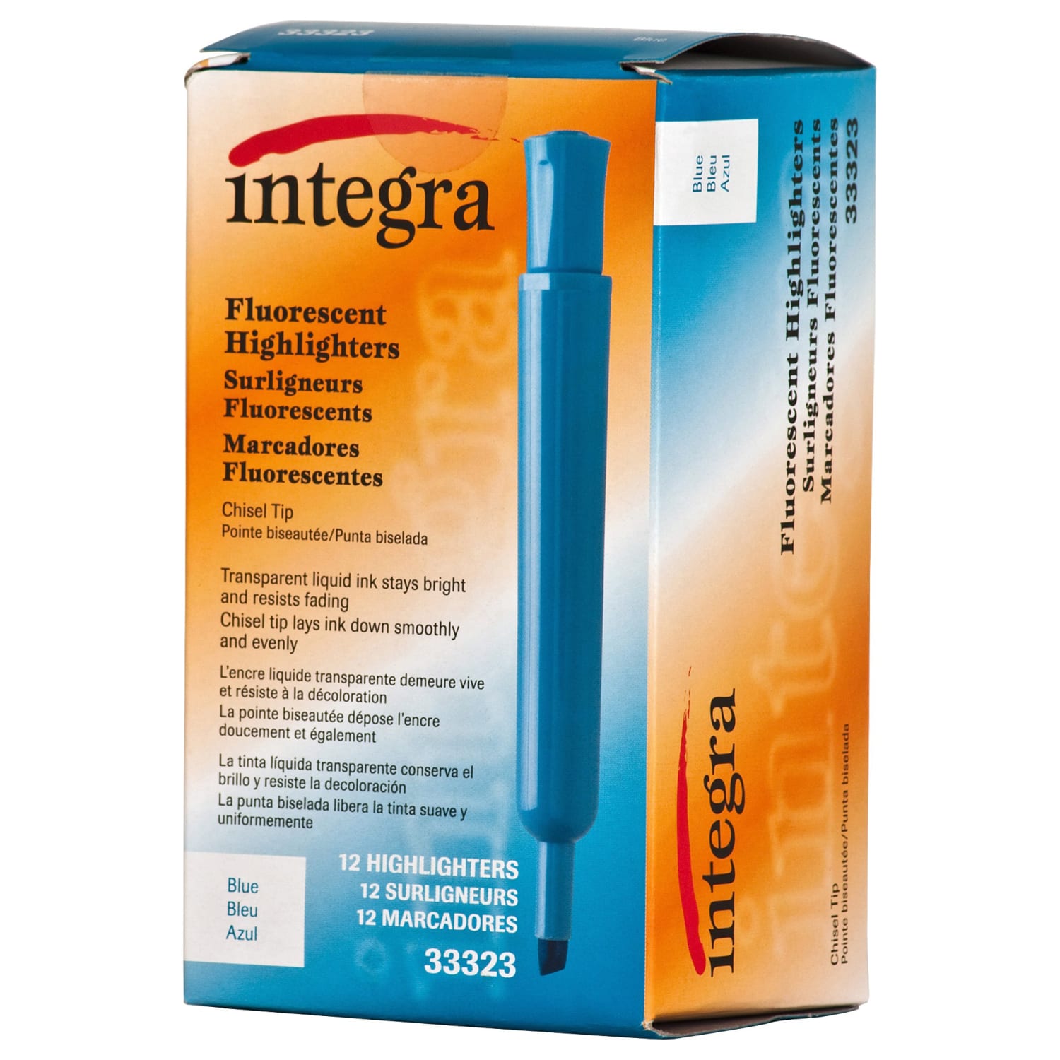 Integra Desk Chisel Highlighter, Fluorescent Blue, Pack Of 12 - Image 3