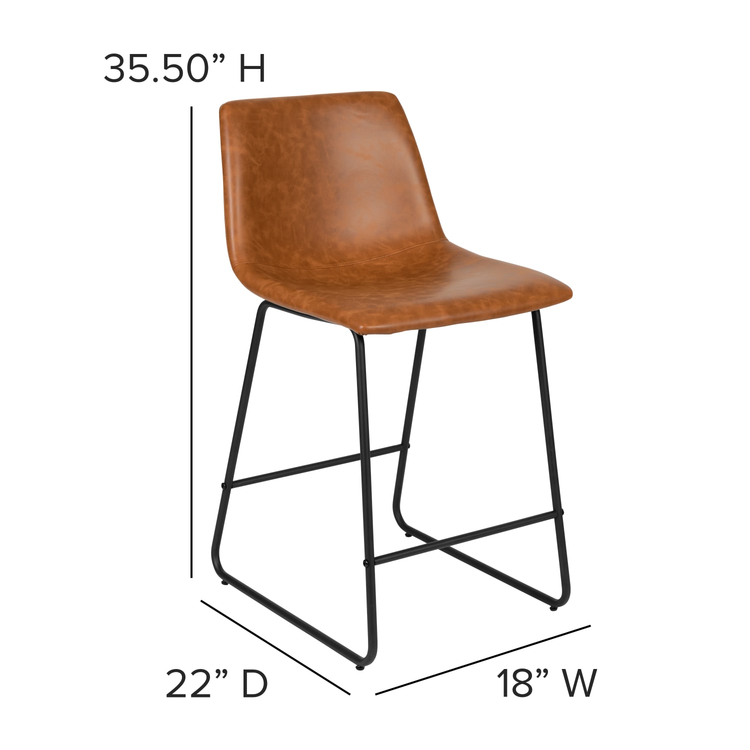 Flash Furniture LeatherSoft™ Faux Leather Counter-Height Bar Stools, Light Brown, Set Of 2 Stools - Image 7