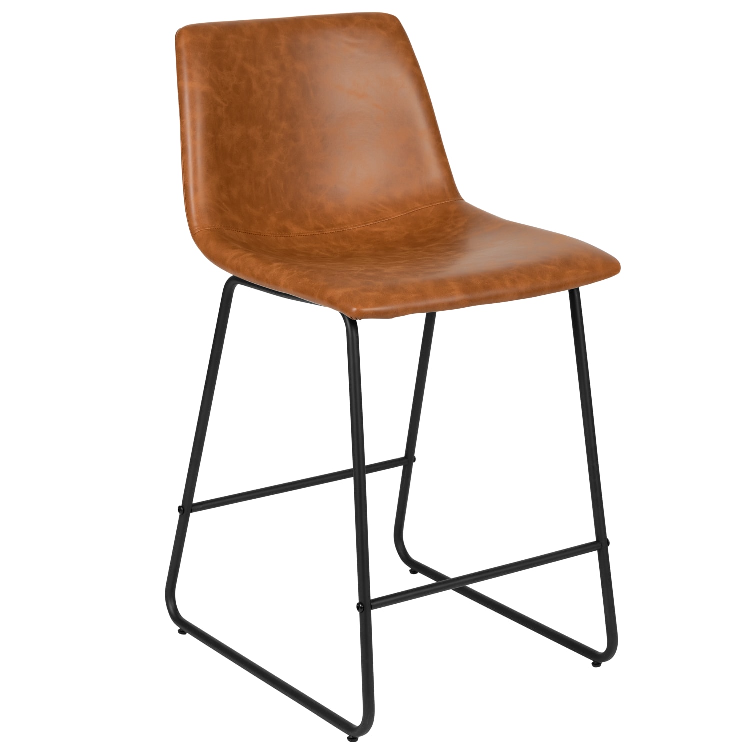 Flash Furniture LeatherSoft™ Faux Leather Counter-Height Bar Stools, Light Brown, Set Of 2 Stools - Image 10