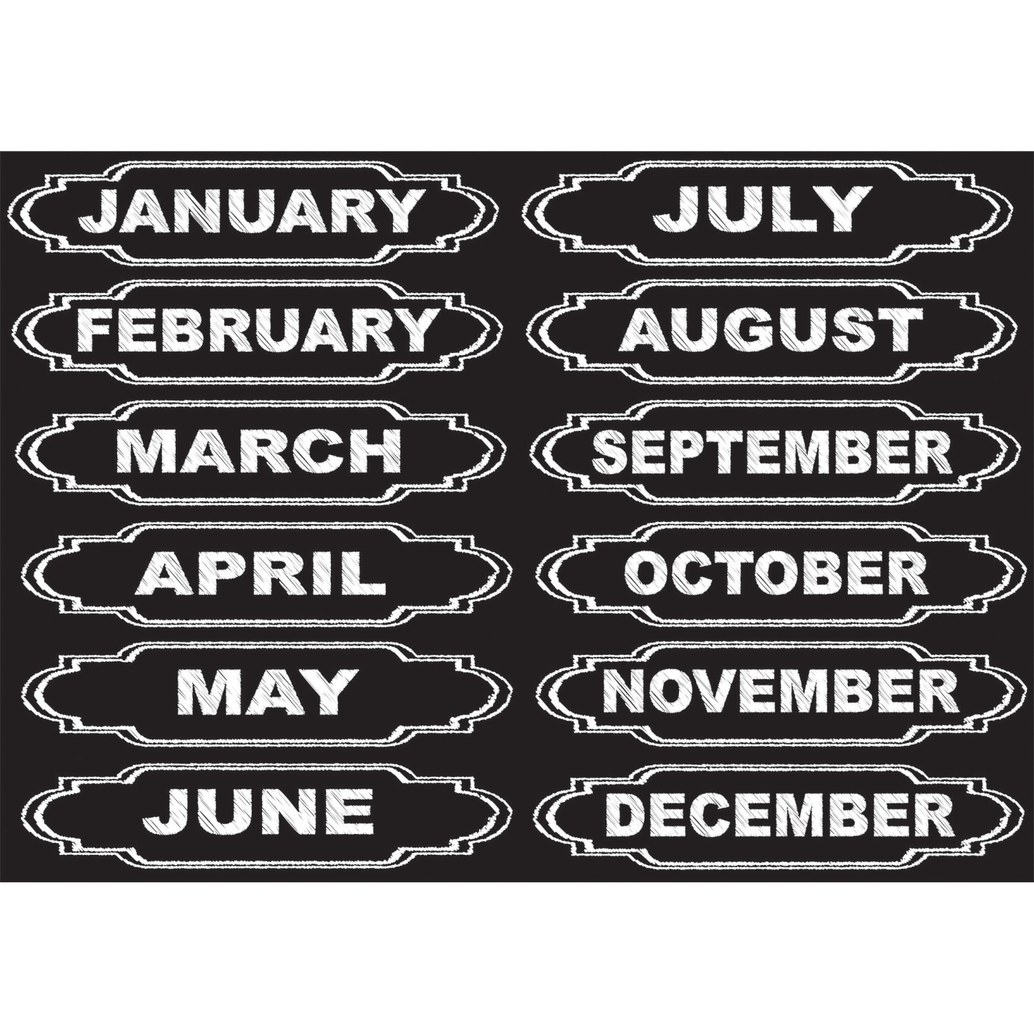 Ashley Productions Die-Cut Magnets, Chalkboard Calendar Months, 12 Magnets Per Pack, Set Of 6 Packs - Image 3