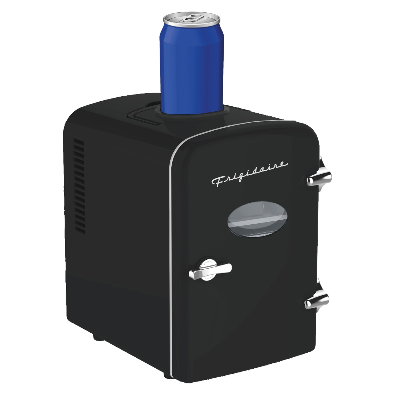 Frigidaire 6+1-Can 48-Watt Retro 0.14 Cu Ft Mini Portable Refrigerator With Top-Mounted Active-Cooling Can Holder, Black - Image 6