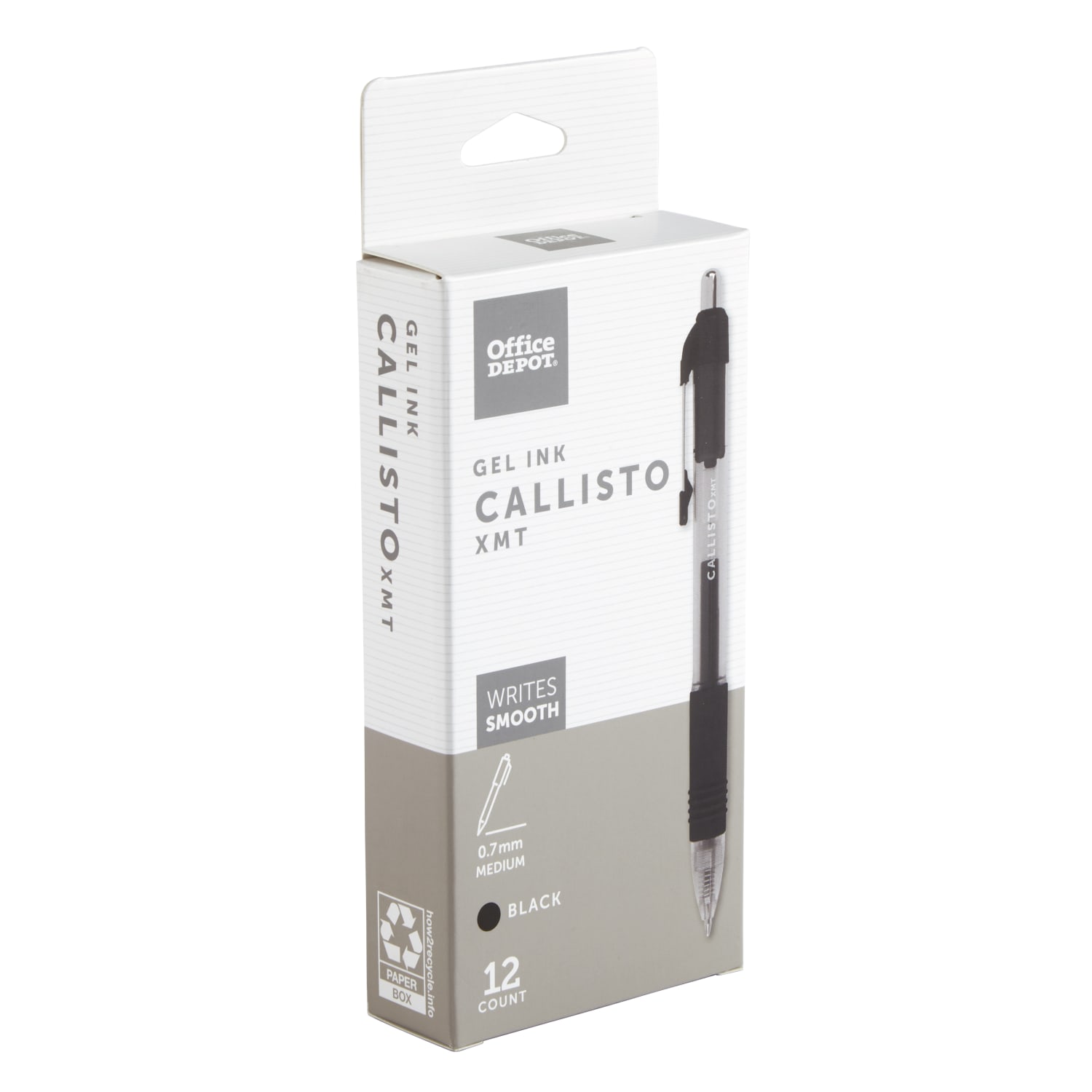 Office Depot Brand Callisto Retractable Gel Ink Pens, Medium Point, 0.7 mm, Transparent Black Barrel, Black Ink, Pack Of 12 Pens - Image 3