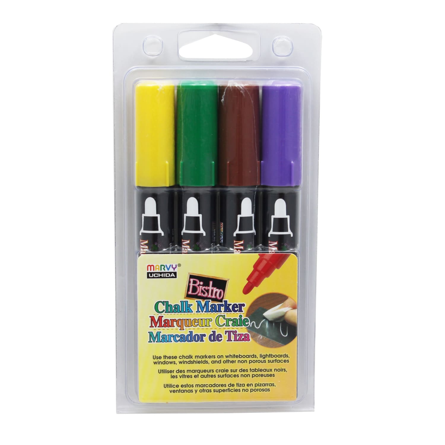 Marvy Uchida Bistro Chalk Markers, Broad Point, 6mm, Black Barrels, Assorted Inks, Set Of 8 Markers - Image 3