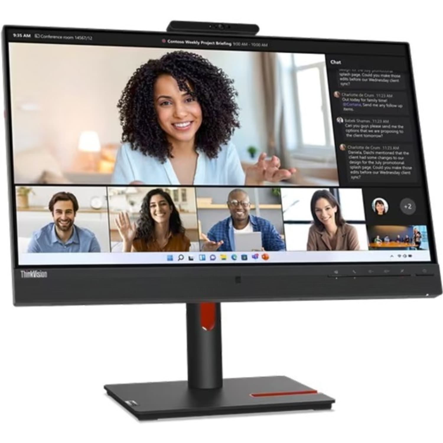 Lenovo ThinkVision T24mv-30 24in Class Webcam Full HD LCD Monitor - 16:9 - Raven Black - 23.8in Viewable - 63D7UAR3US - Image 6