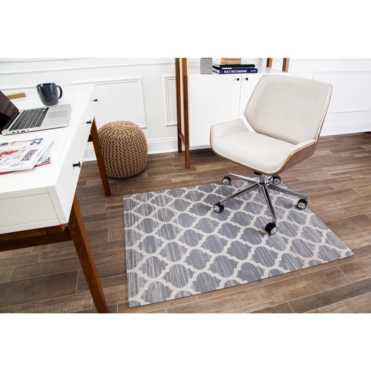 Anji Mountain Mitte Rug'd Chair Mat, 1/4inH x 36inW x 48inD, Gray/Beige - Image 3