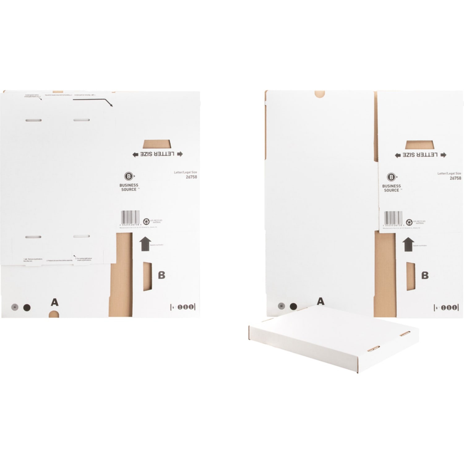 Business Source Medium-Duty Storage Boxes With Lift-Off Lids, Legal/Letter Size, 12in x 15in x 10in, White, Box Of 12 - Image 4