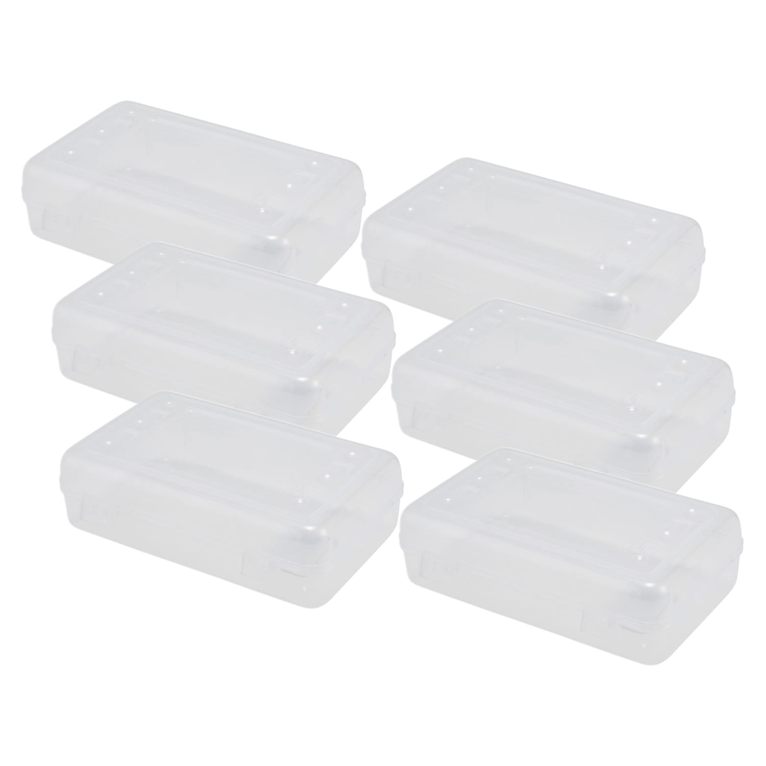 Advantus Pencil Boxes, 2-1/2inH x 8-1/2inW x 5-1/4inD, Clear, Pack Of 6 Pencil Boxes
