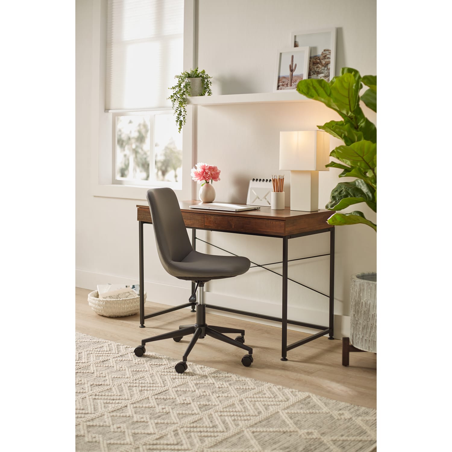 Realspace® Praxley Faux Leather Low-Back Task Chair, Dark Gray - Image 12