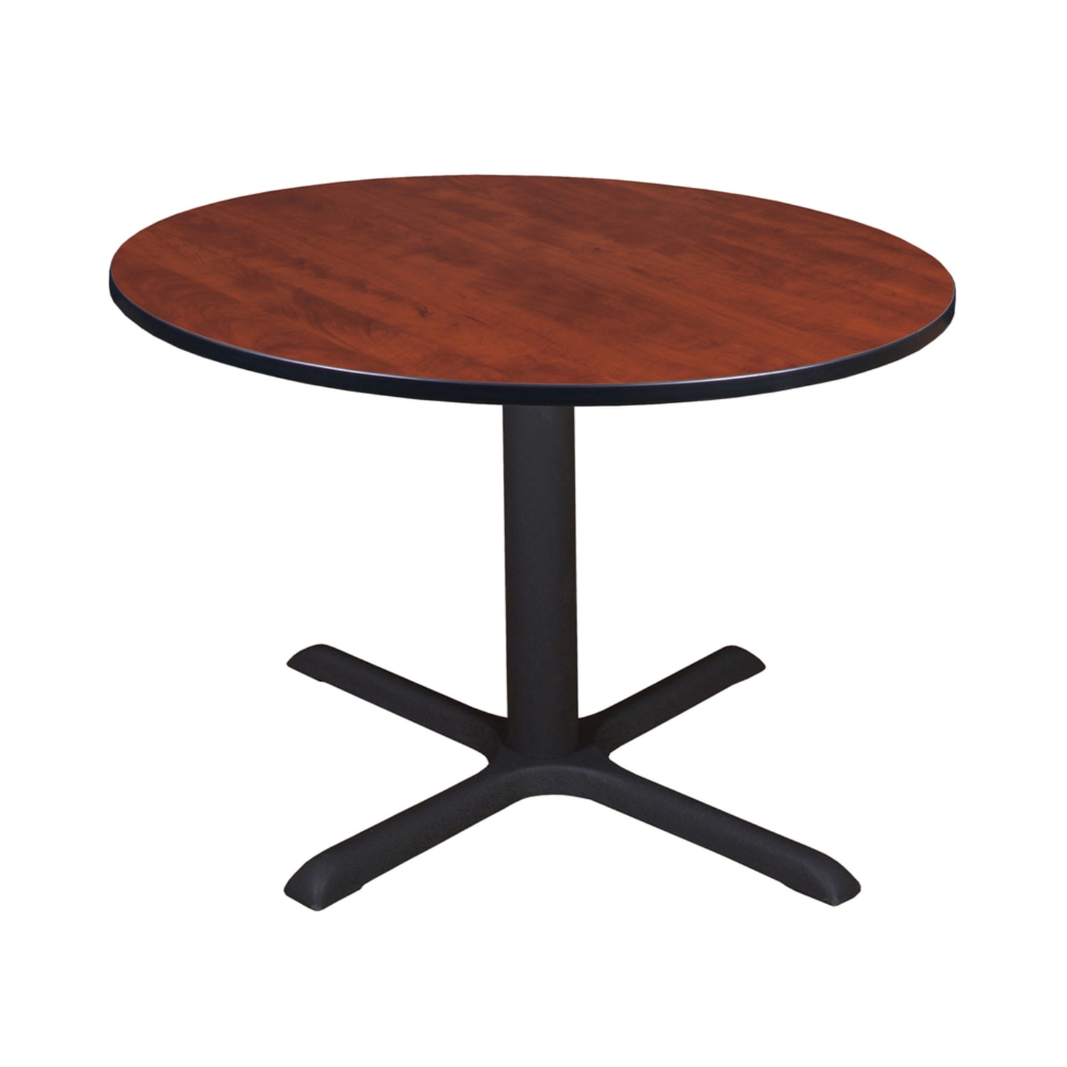 Regency Cain Round X-Base Breakroom Table, 29inH x 48inW x 48inD, Cherry/Black