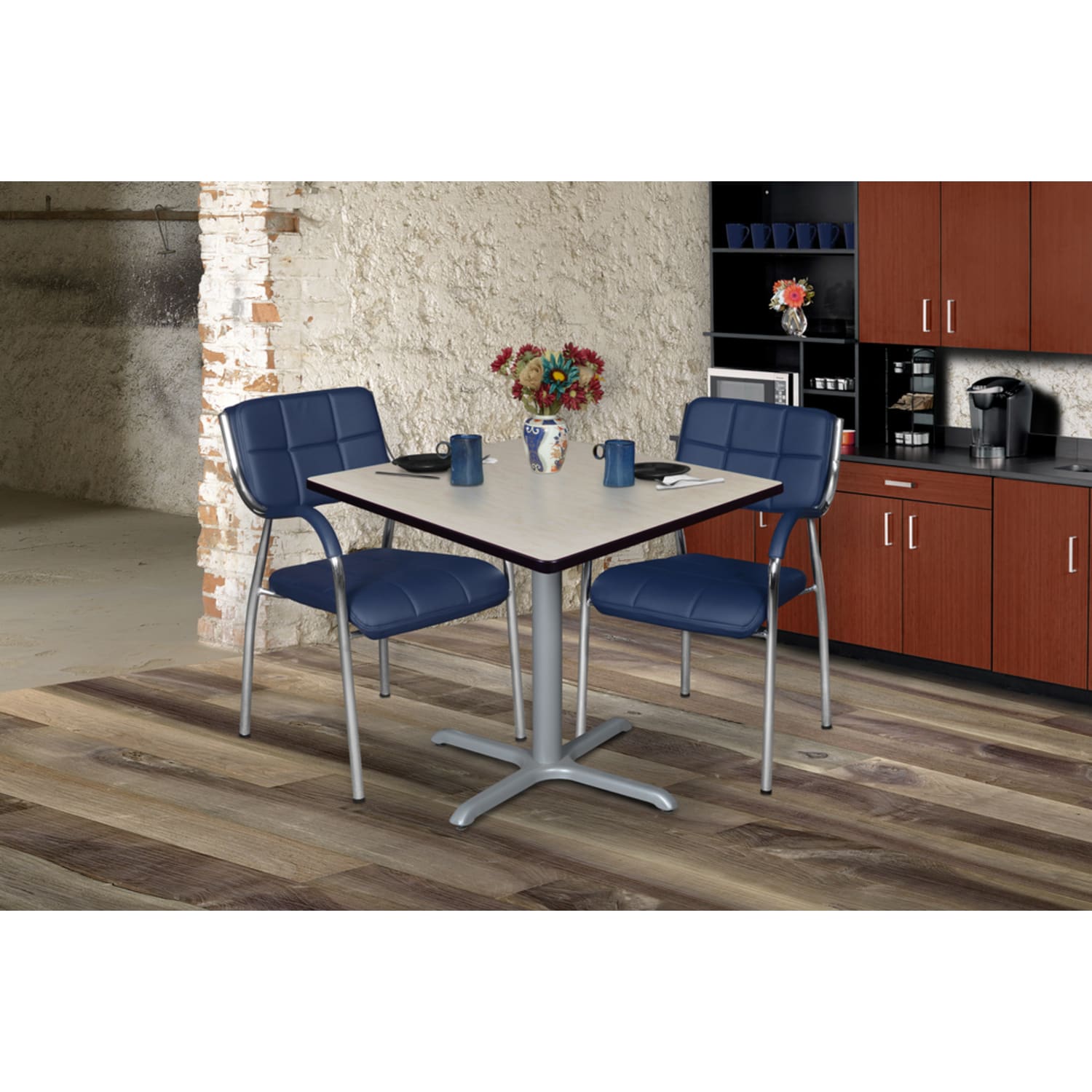 Regency Cain Square X-Base Breakroom Table, 29inH x 42inW x 42inD, Maple/Gray - Image 3