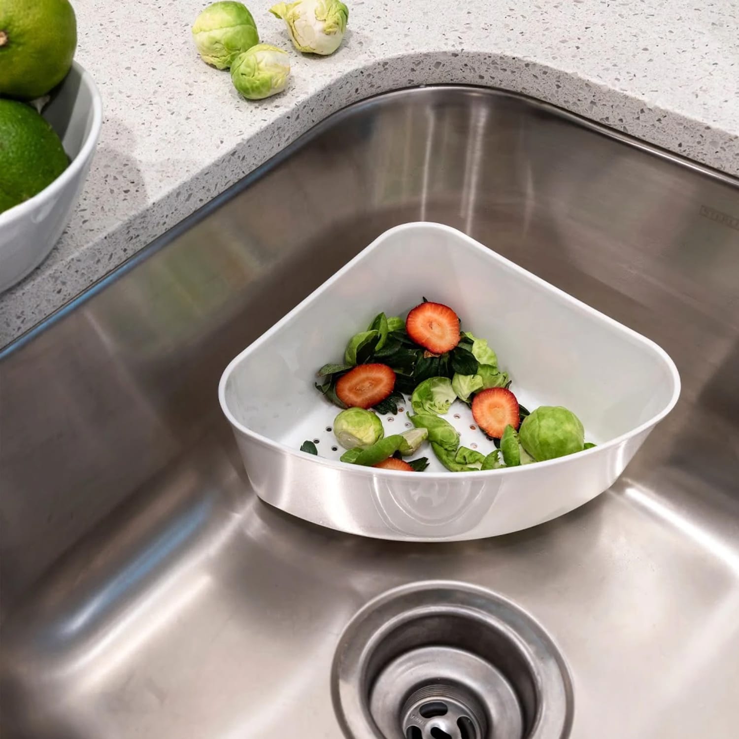 Better Houseware Plastic Corner Sink Strainer, 3-1/4inH x 7-1/2inW x 9inD, White - Image 4