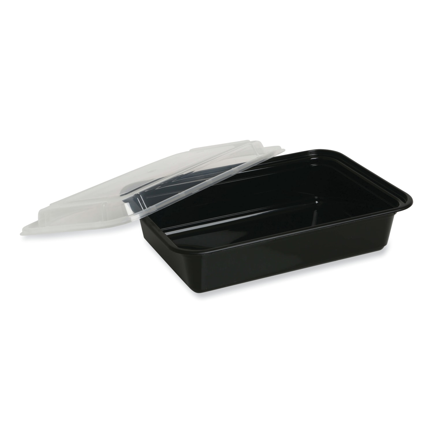 GEN Plastic Food Containers With Lids, 38 Oz, 2-1/2inH x 8-13/16inW x 6-1/16inD, Black/Clear, Pack Of 150 Containers - Image 3