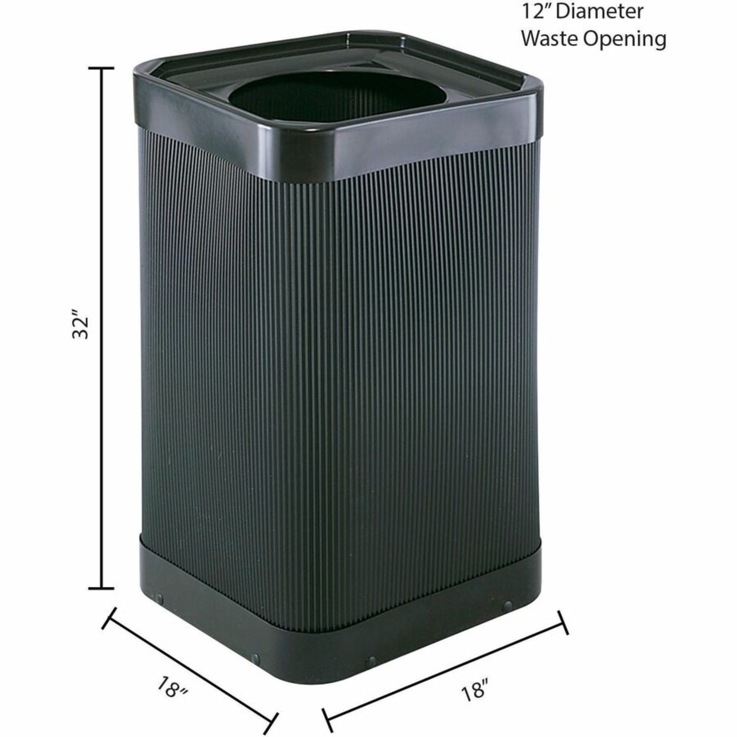 Safco Plastic At-Your-Disposal Waste Receptacle, Black - Image 4