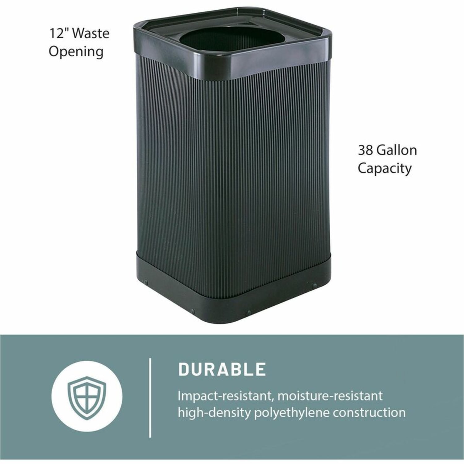 Safco Plastic At-Your-Disposal Waste Receptacle, Black - Image 5