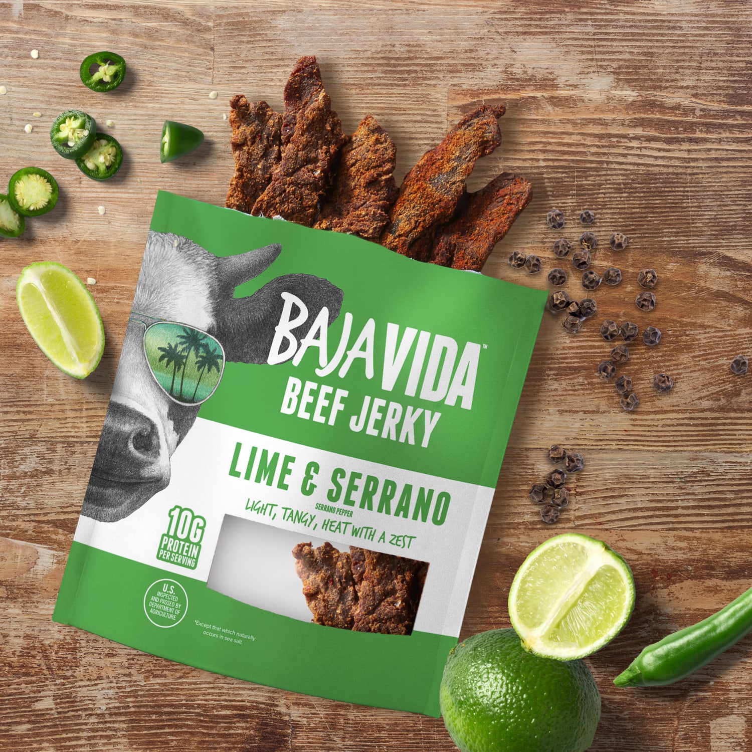 Baja Vida Beef Jerky Lime And Serrano Pepper Snack Packs, 1.0 Oz, Box Of 12 Packs - Image 6