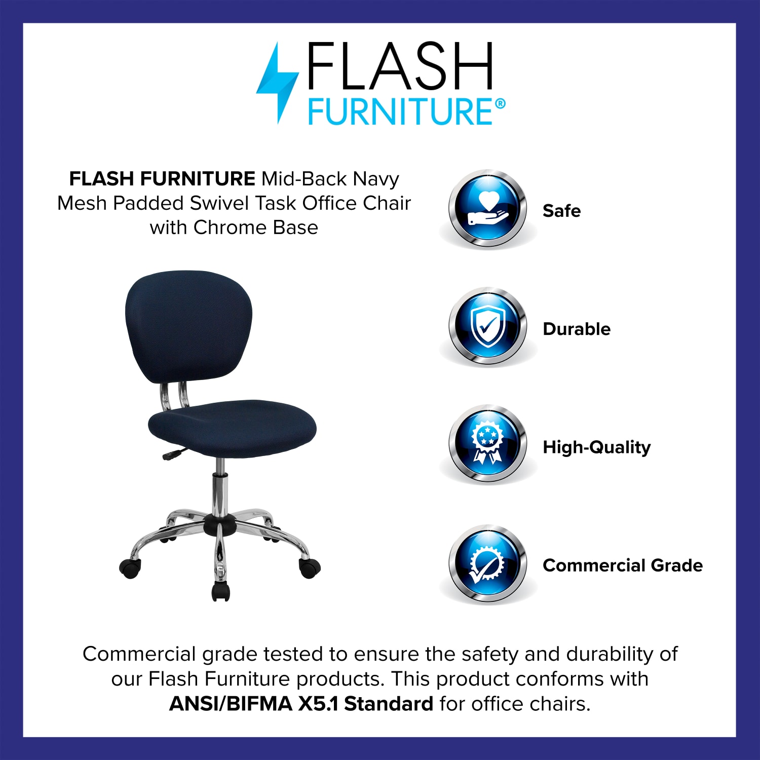 Flash Furniture Mesh MidBack Swivel Task Chair NavySilver PopularChairscom Flash Furniture Mesh Mid Back Swivel Task Chair NavySilver PopularChairscom
