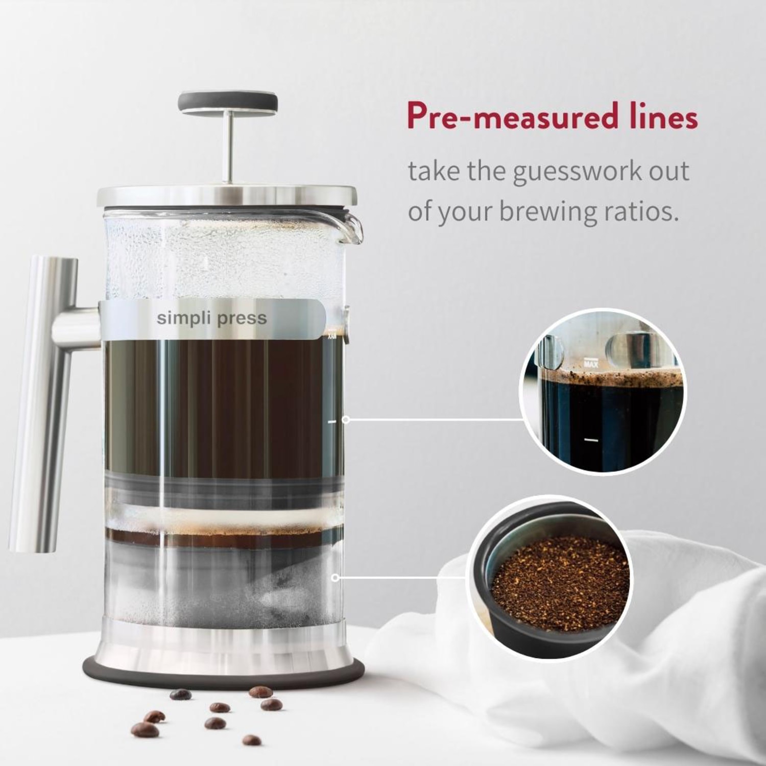 Simpli Press 34-Oz French Press Coffee Maker, Black - Image 3