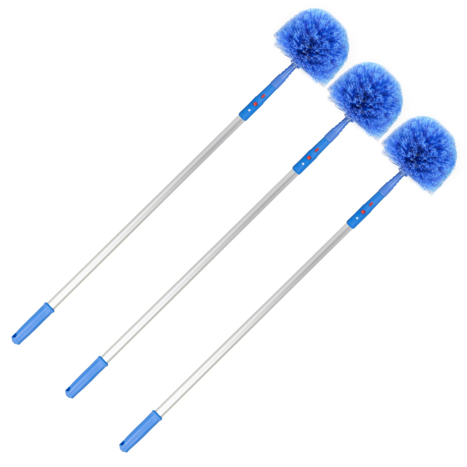 Gritt Commercial Cobweb Duster Brush With Telescopic Pole, 6-11/16in Brush/6ft Pole, Blue, Pack Of 3