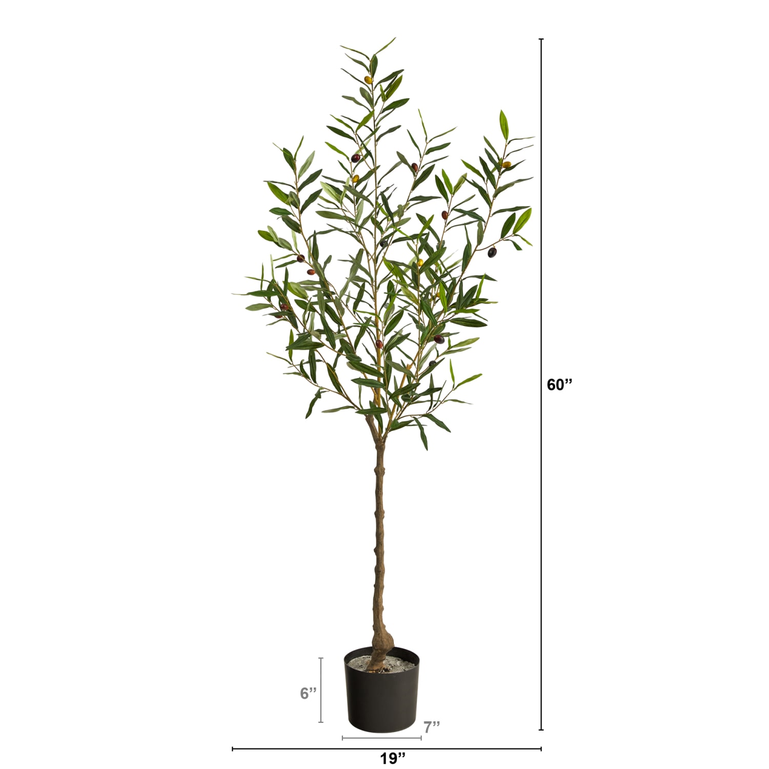 Nearly Natural Olive Tree 60inH Artificial Plant With Planter, 60inH x 19inW x 14inD, Green/Black - Image 3