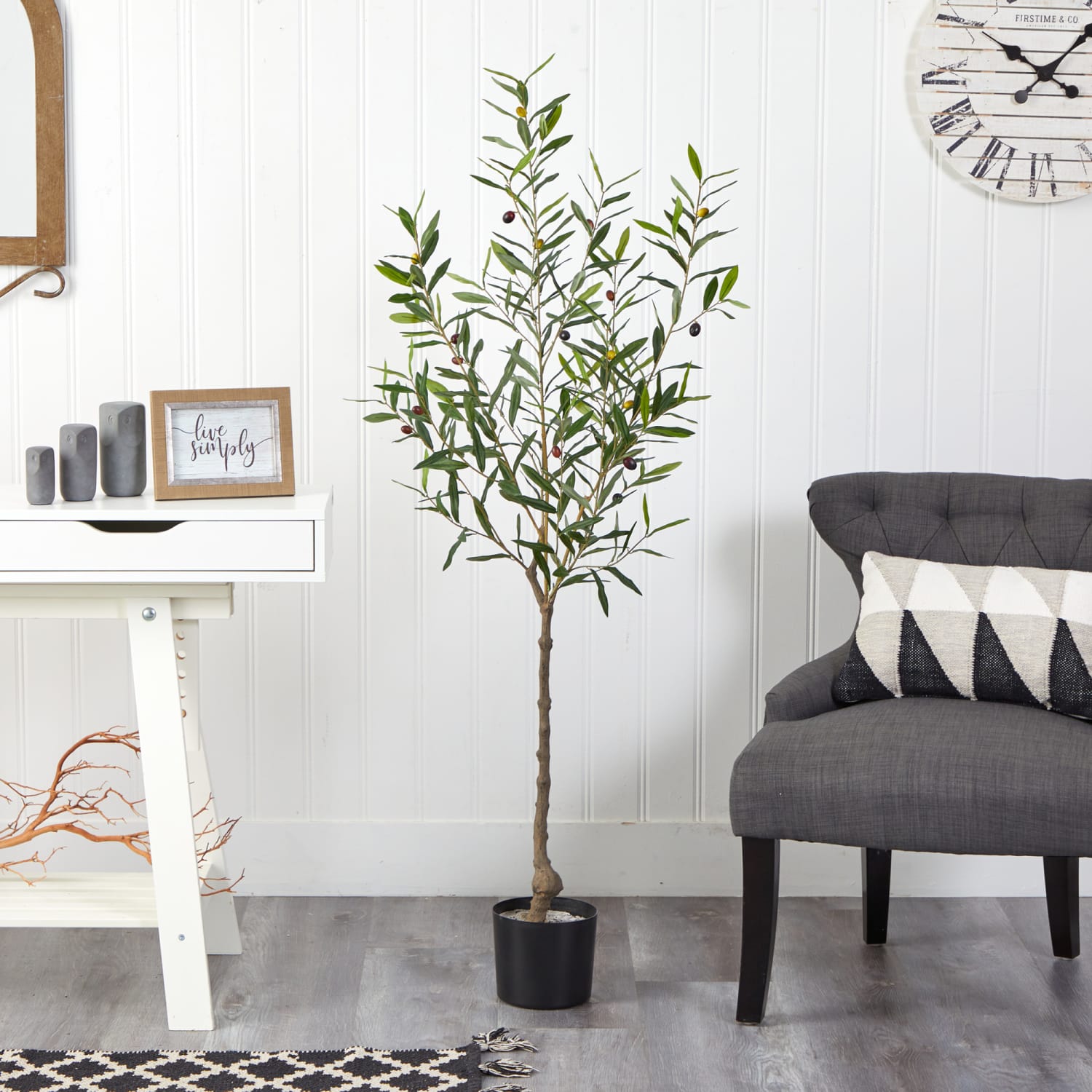 Nearly Natural Olive Tree 60inH Artificial Plant With Planter, 60inH x 19inW x 14inD, Green/Black - Image 4