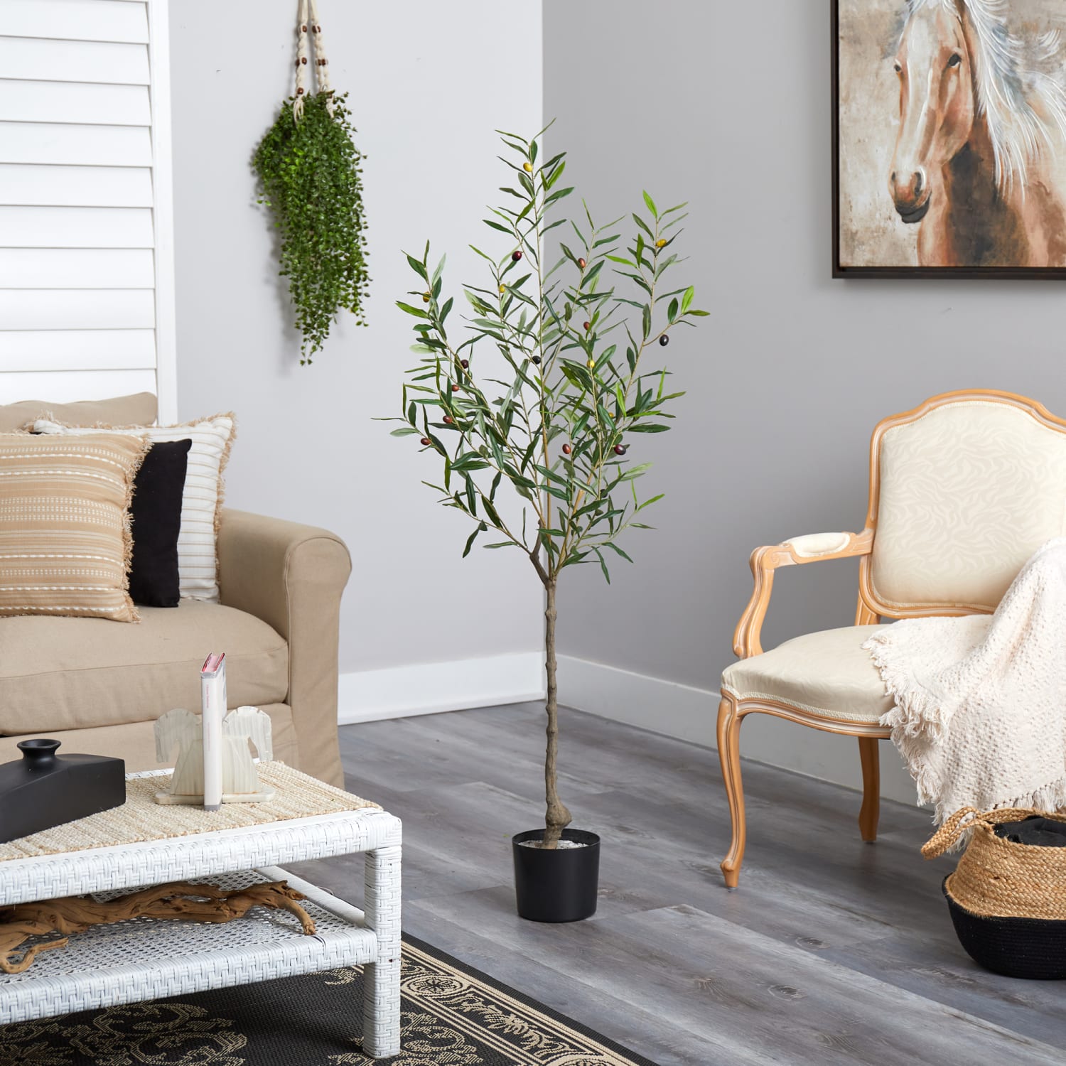 Nearly Natural Olive Tree 60inH Artificial Plant With Planter, 60inH x 19inW x 14inD, Green/Black - Image 5