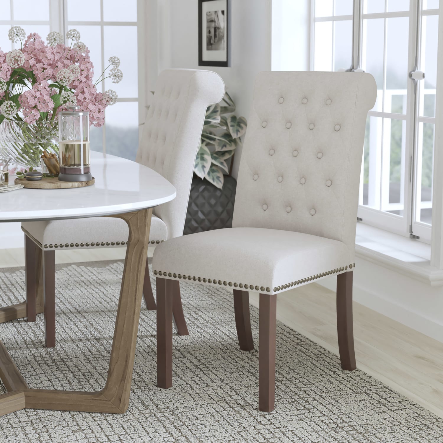 Flash Furniture Hercules Series Fabric Parsons Chair, Beige/Brown