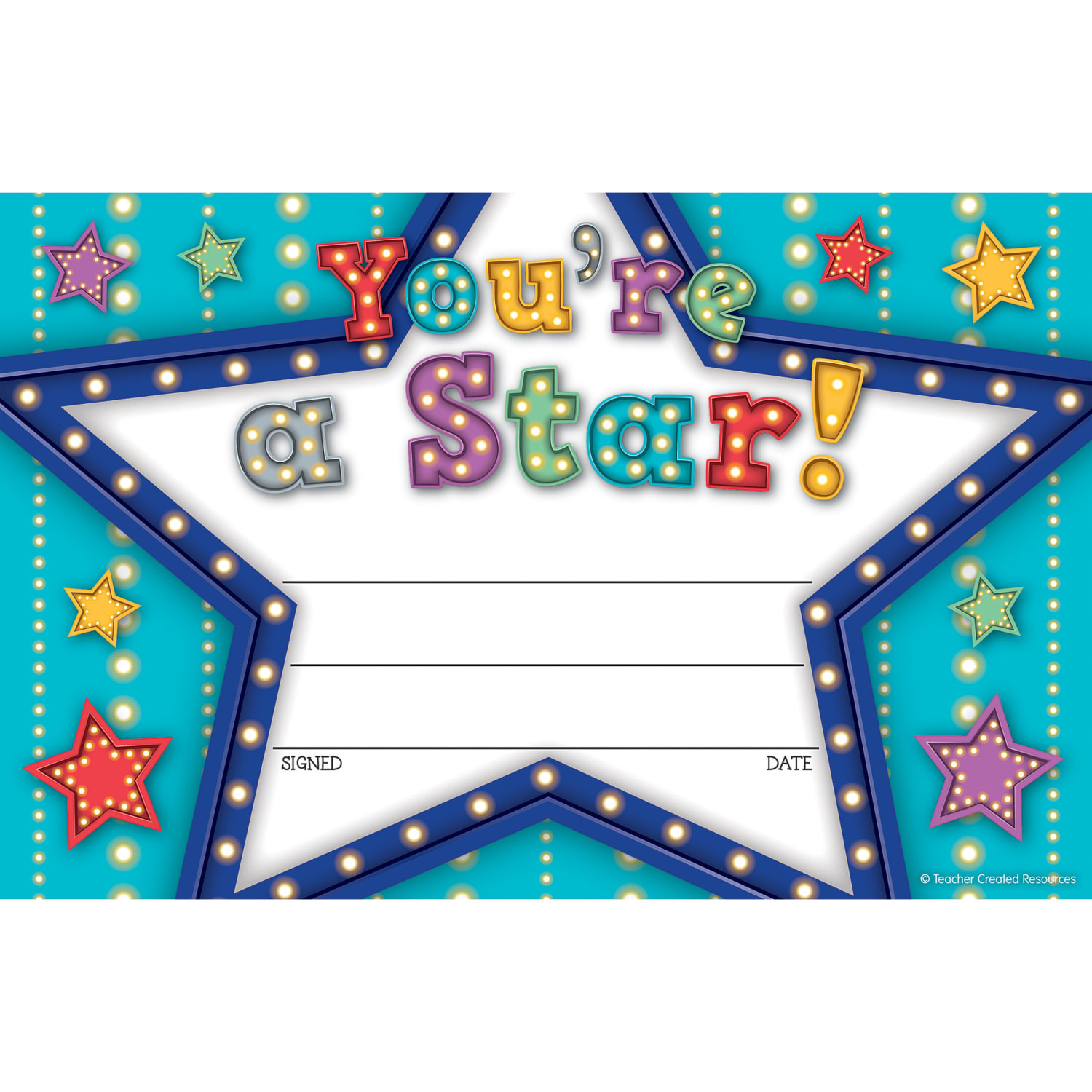 Teacher Created Resources Awards, 8-1/2in x 5-1/2in, Marquee You are a Star, 25 Per Pack, Set Of 6 Packs - Image 3
