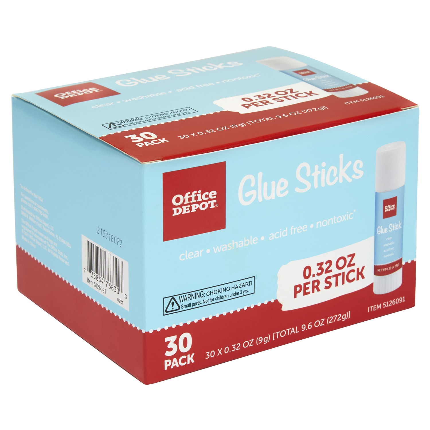 Office Depot Brand Glue Sticks, 0.32 Oz, Clear, Pack Of 30 Glue Sticks - Image 3