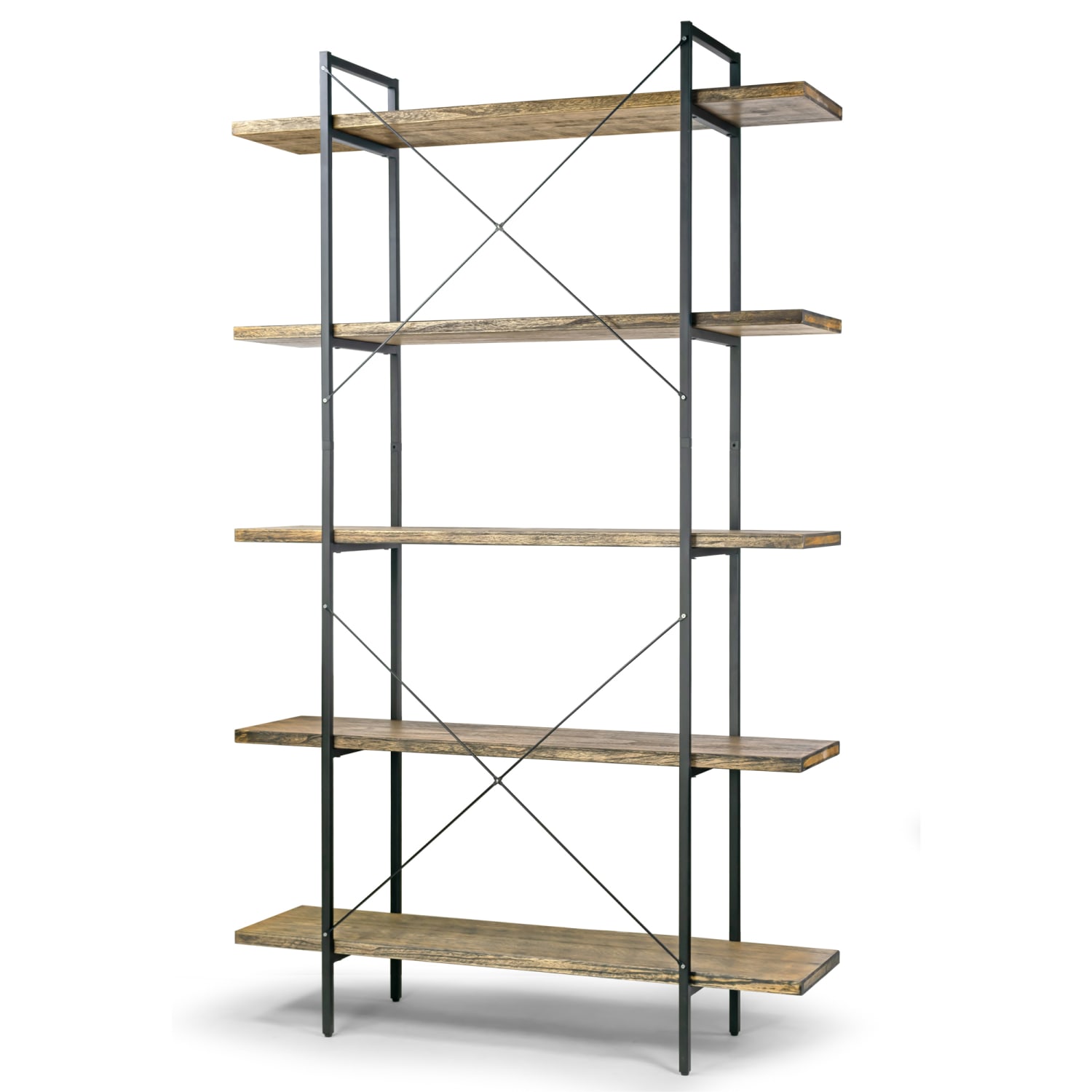 Glamour Home Amrit 85inH Etagere Bookcase, Brown - Image 4