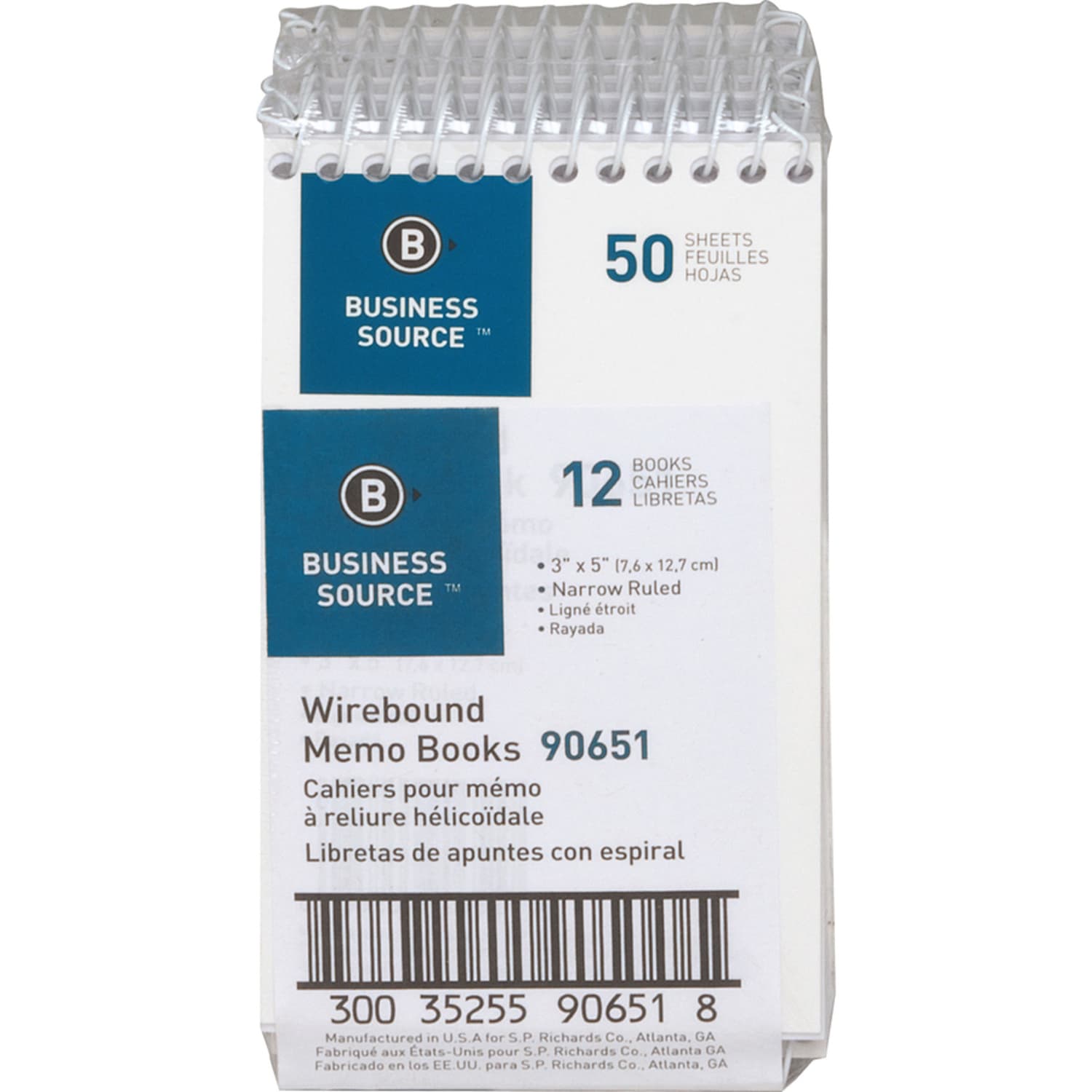 Business Source Wirebound Memo Books, 5in x 3in, 50 Sheets, White, Pack Of 12 - Image 4