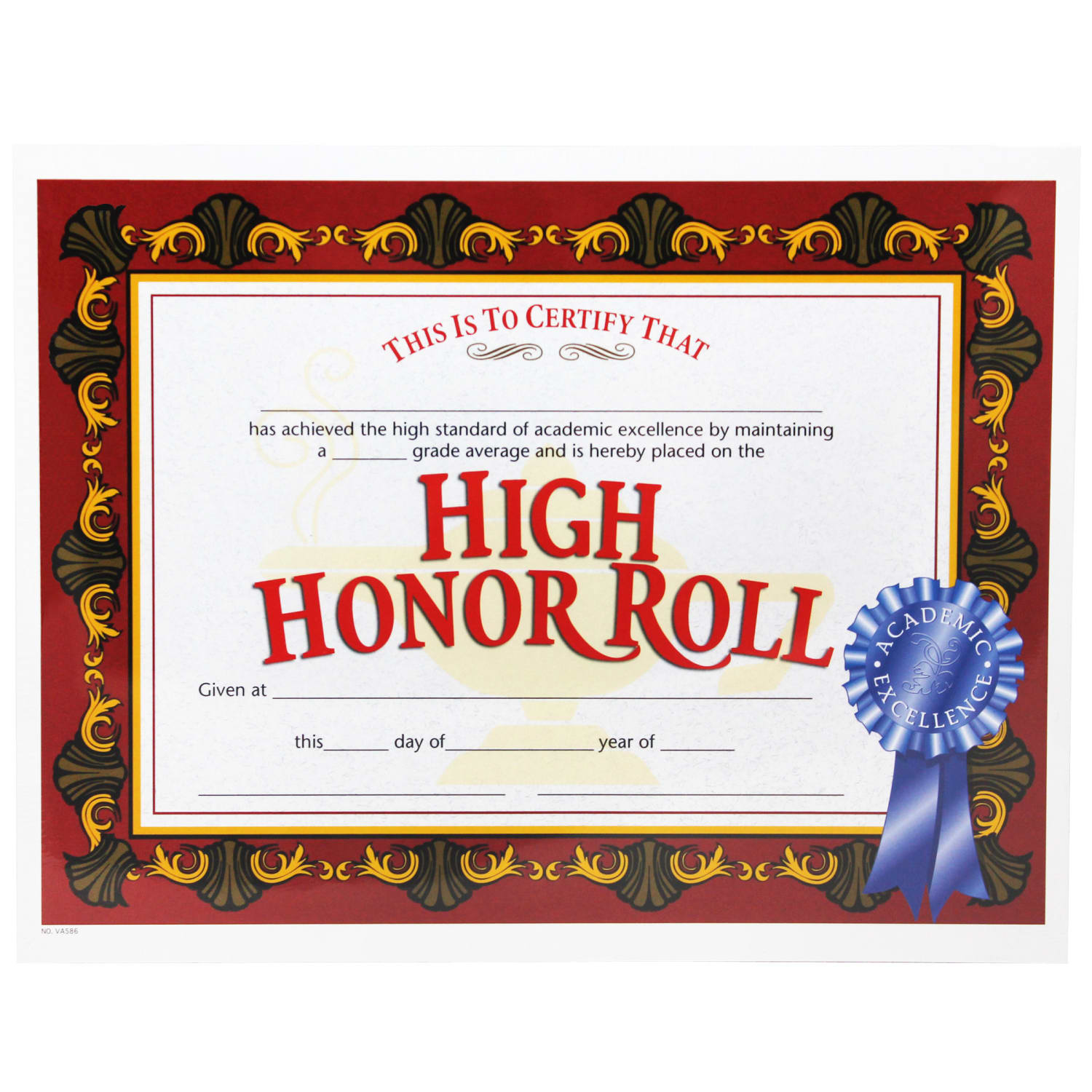 Hayes Certificates, 8-1/2in x 11in, High Honor Roll, Red, 30 Certificates Per Pack, Set Of 3 Packs - Image 3