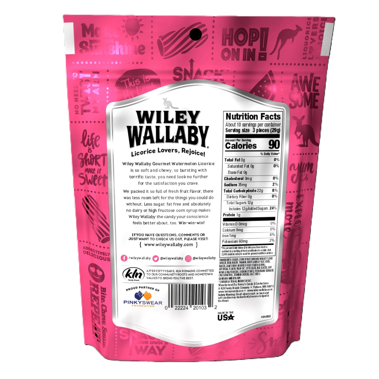 Wiley Wallaby Classic Watermelon Licorice, 10 Oz, Pack Of 10 Candy Bags - Image 3