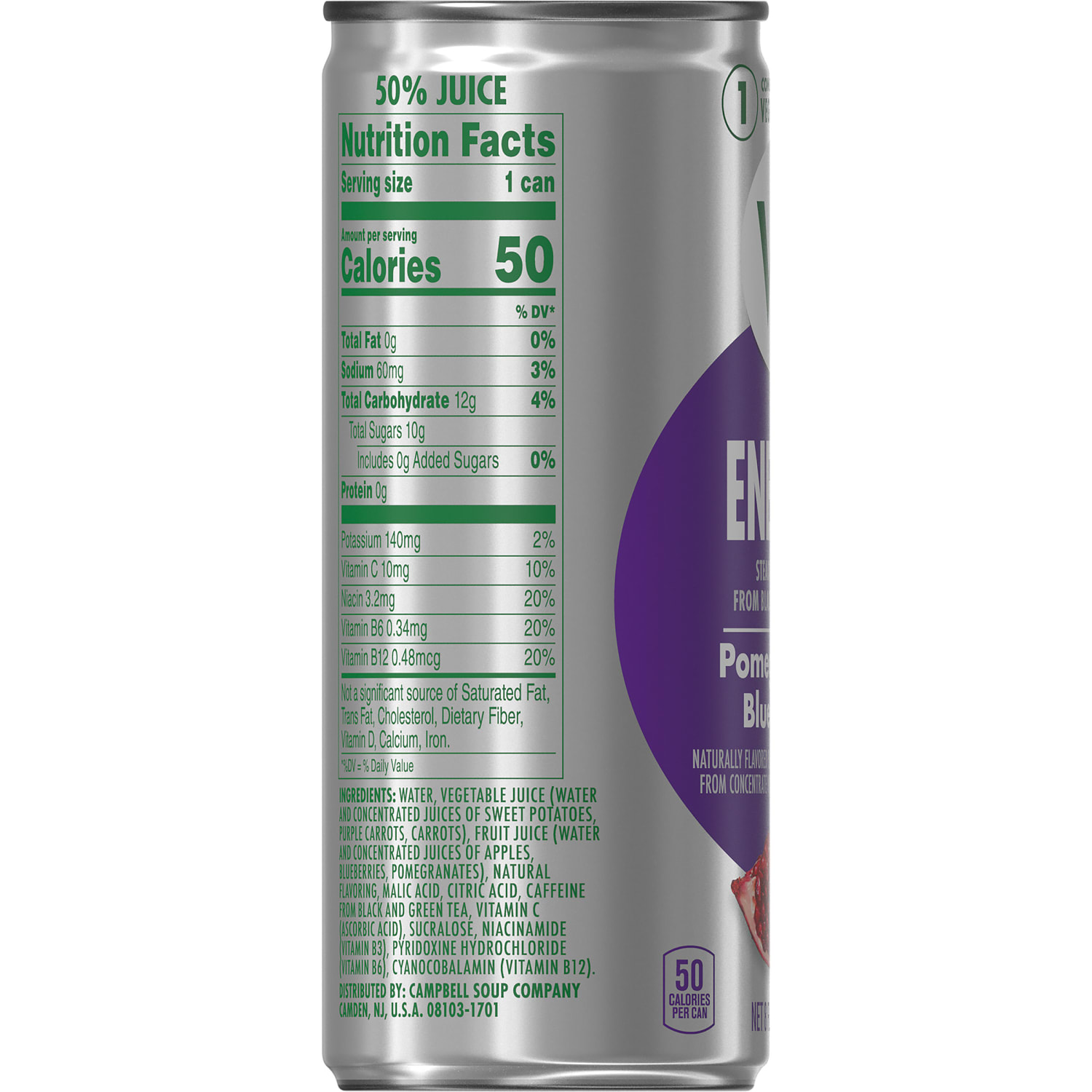 Campbells V8 +ENERGY Pomegranate Blueberry Energy Drinks, 8 Oz, Case Of 24 Drinks - Image 3