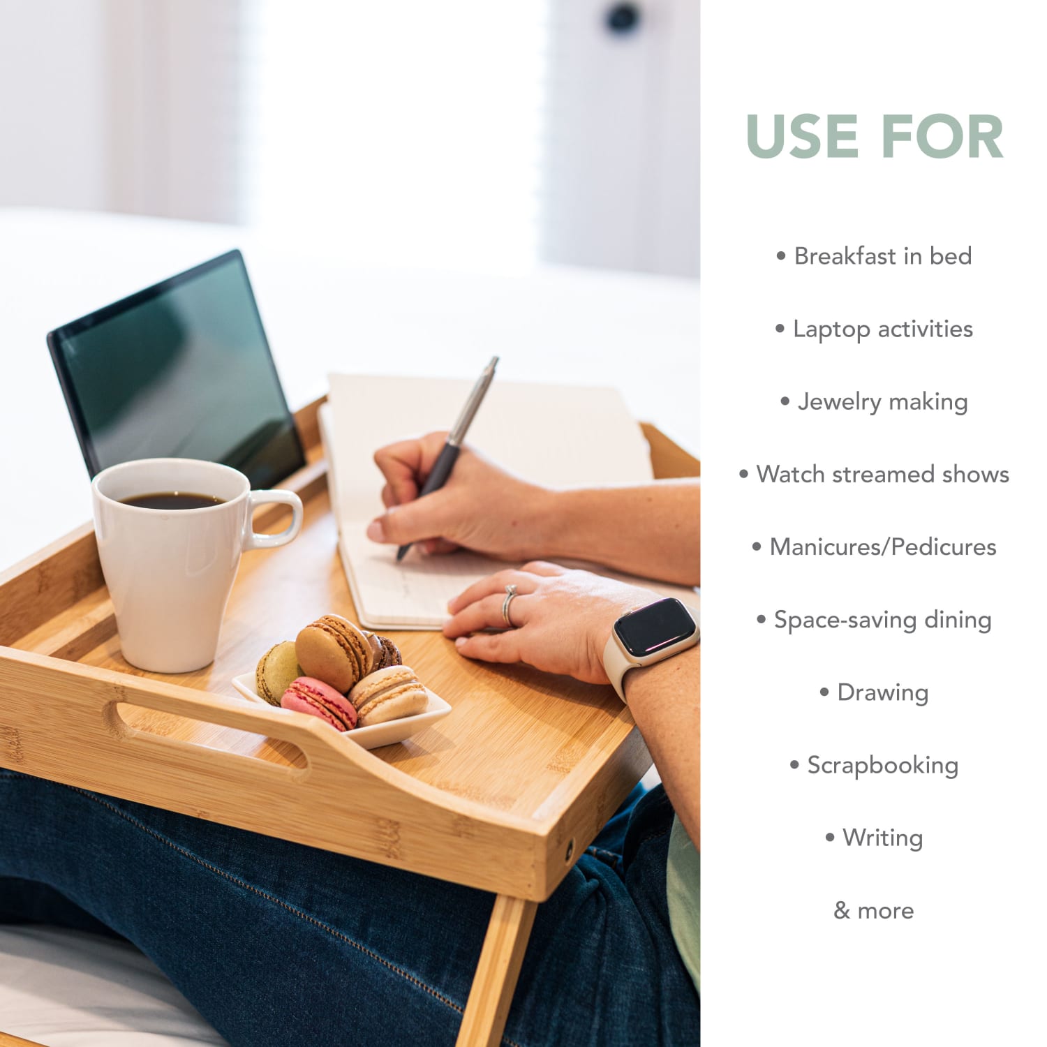 Rossie Home Media Bed Tray, 2-5/8inH x 19-3/4inW x 2-5/8inD, Natural - Image 5