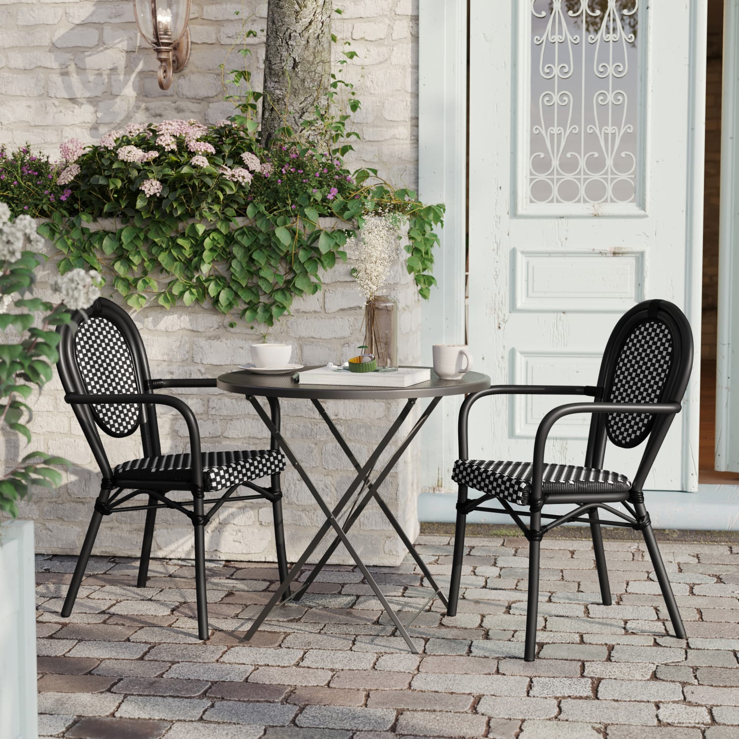 Flash Furniture 2 Pack Lourdes IndoorOutdoor Commercial Thonet Bistro Stacking Chair with Arms Black WhiteBlack Frame 2SDA6422ABKWBK PopularChairscom Flash Furniture 2 Pack Lourdes IndoorOutdoor Commercial Thonet Bistro Stacking Chair with Arms Black WhiteBlack Frame 2SDA6422ABKWBK PopularChairscom