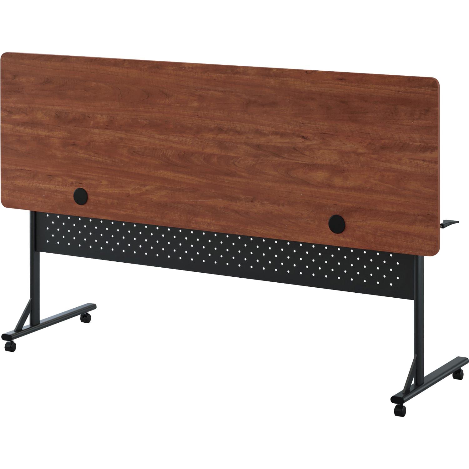 Lorell Shift 2.0 Flip & Nesting Mobile Table, 29-1/2inH x 72inW x 24inD, Cherry/Black - Image 5