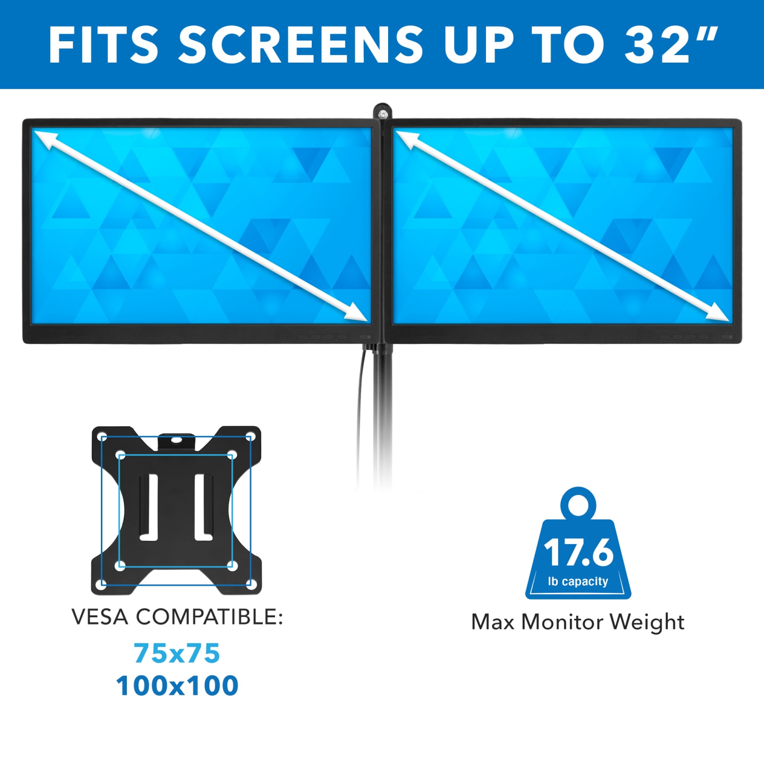 Mount-It! MI-7992 Wall-Mount Workstation With Dual Monitor Mount, Keyboard Tray And CPU Holder, 12inH x 41inW x 6inD, Black - Image 4