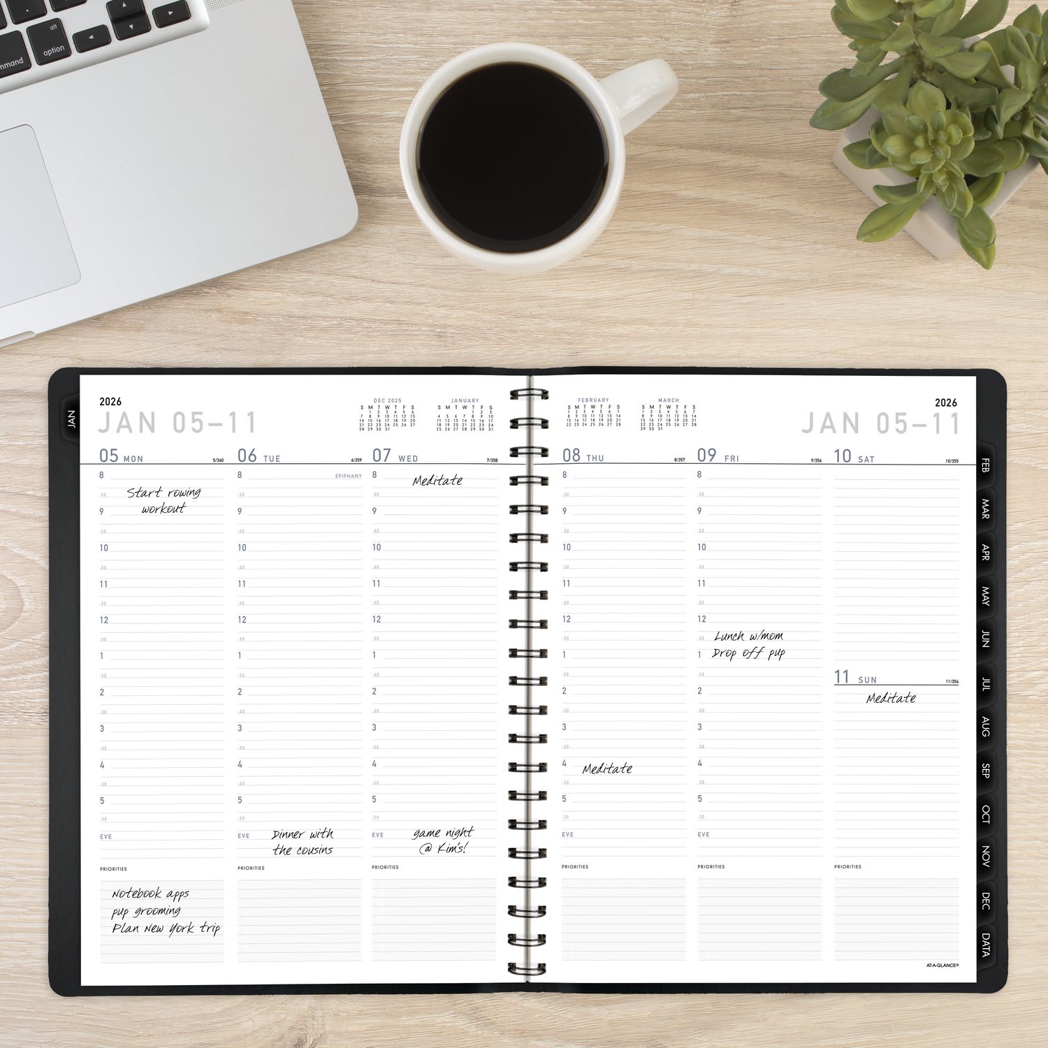 AT-A-GLANCE Contemporary 2026 Weekly Monthly Planner, Black, Large, 8 1/4in x 11in - Image 3