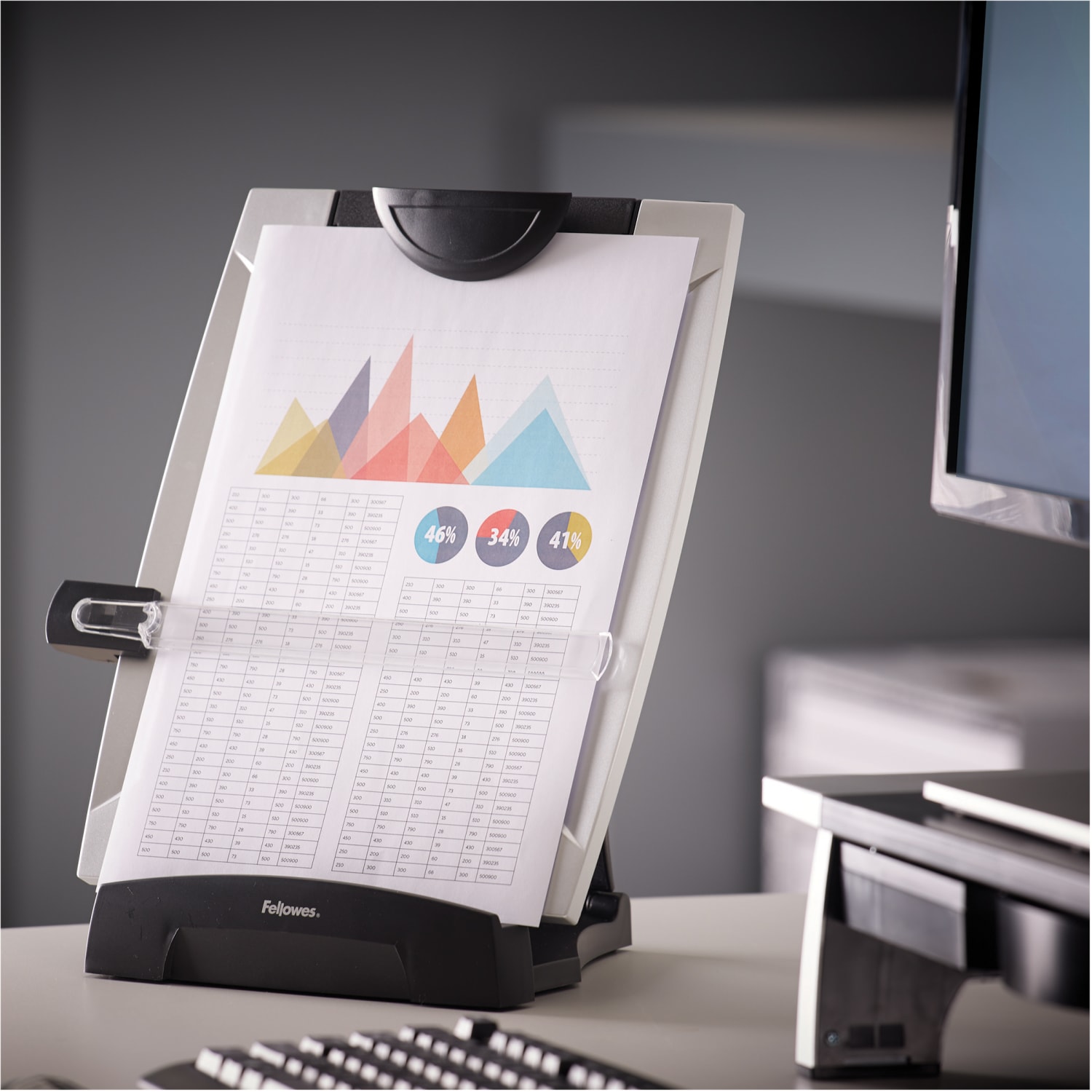 Fellowes Office Suites Desktop Copyholder With Memo Board, Black/Silver - Image 6