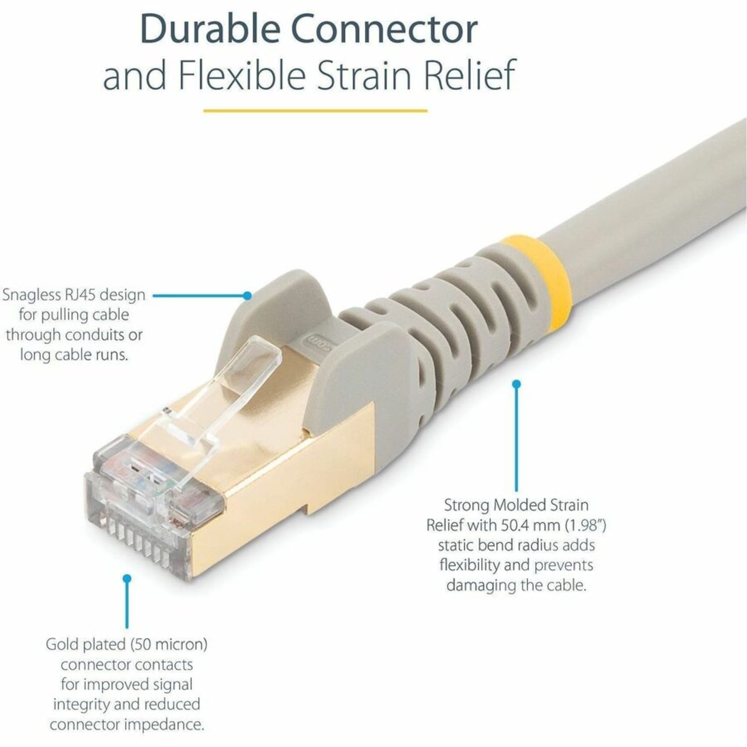 StarTech.com 25 ft CAT6a Ethernet Cable - 10GbE Gray UL/TIA Certified - Image 4