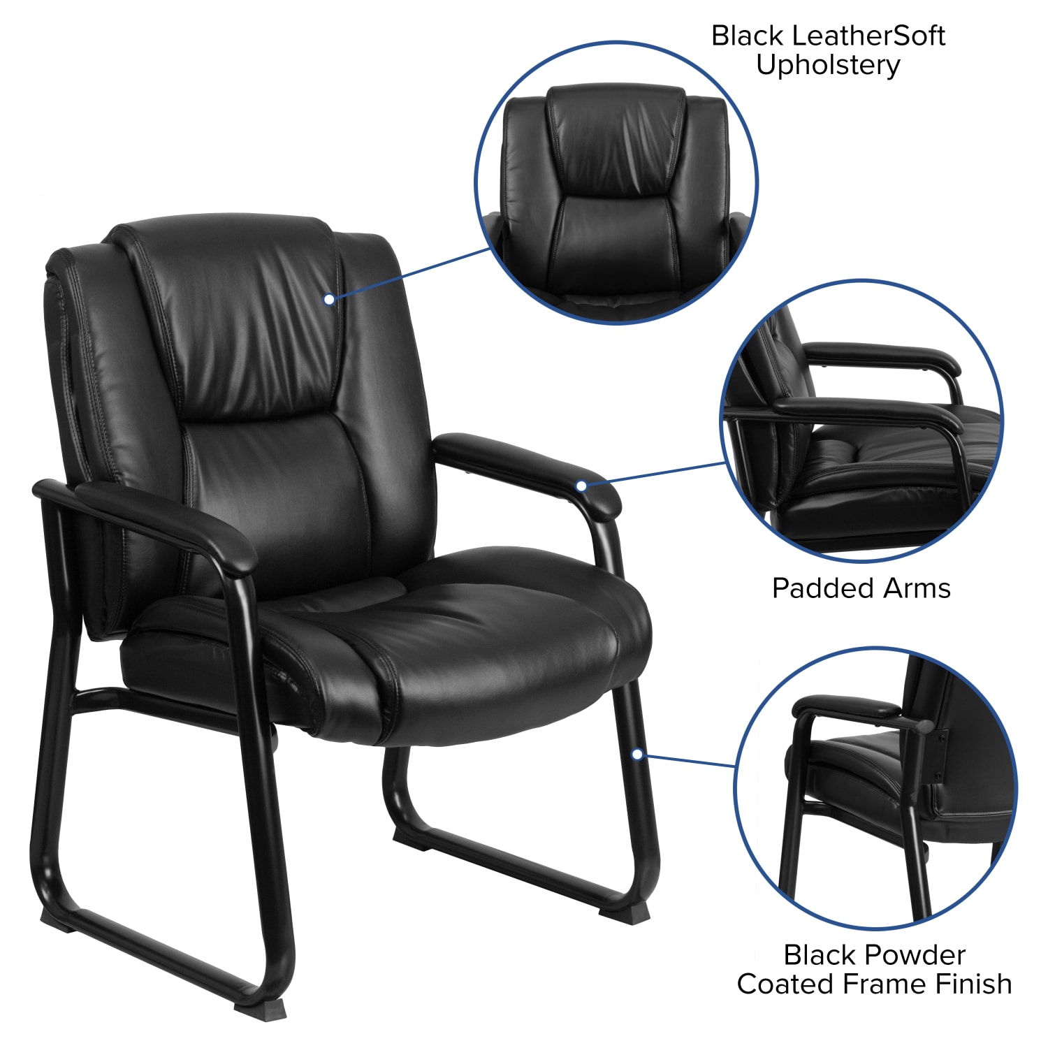 Flash Furniture HERCULES Series Big & Tall Executive Side Reception Chair, Black - Image 6